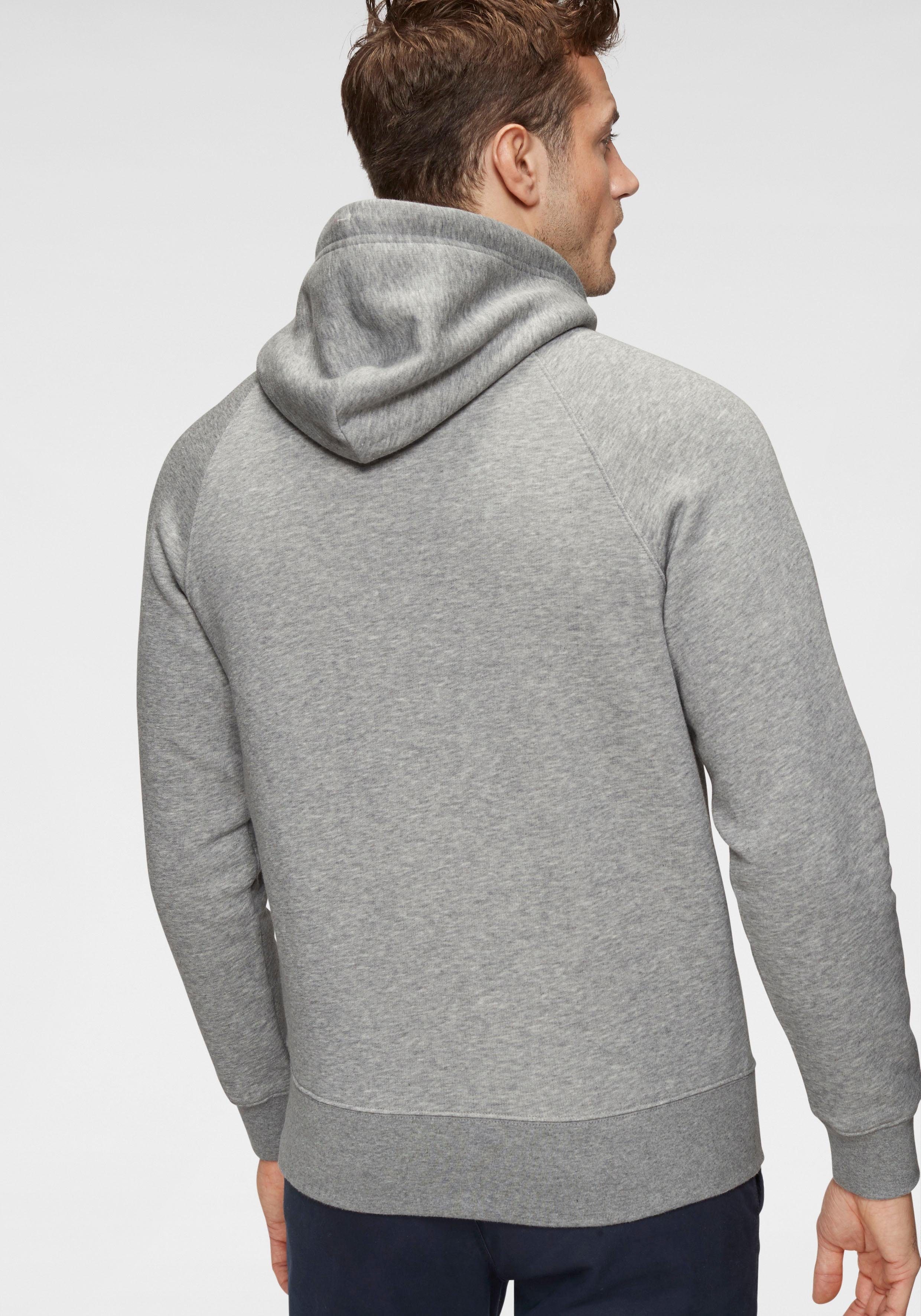 Gant Gant-Stickerei Hoodie plakative Kapuzensweatshirt melange Shield grey Sweat