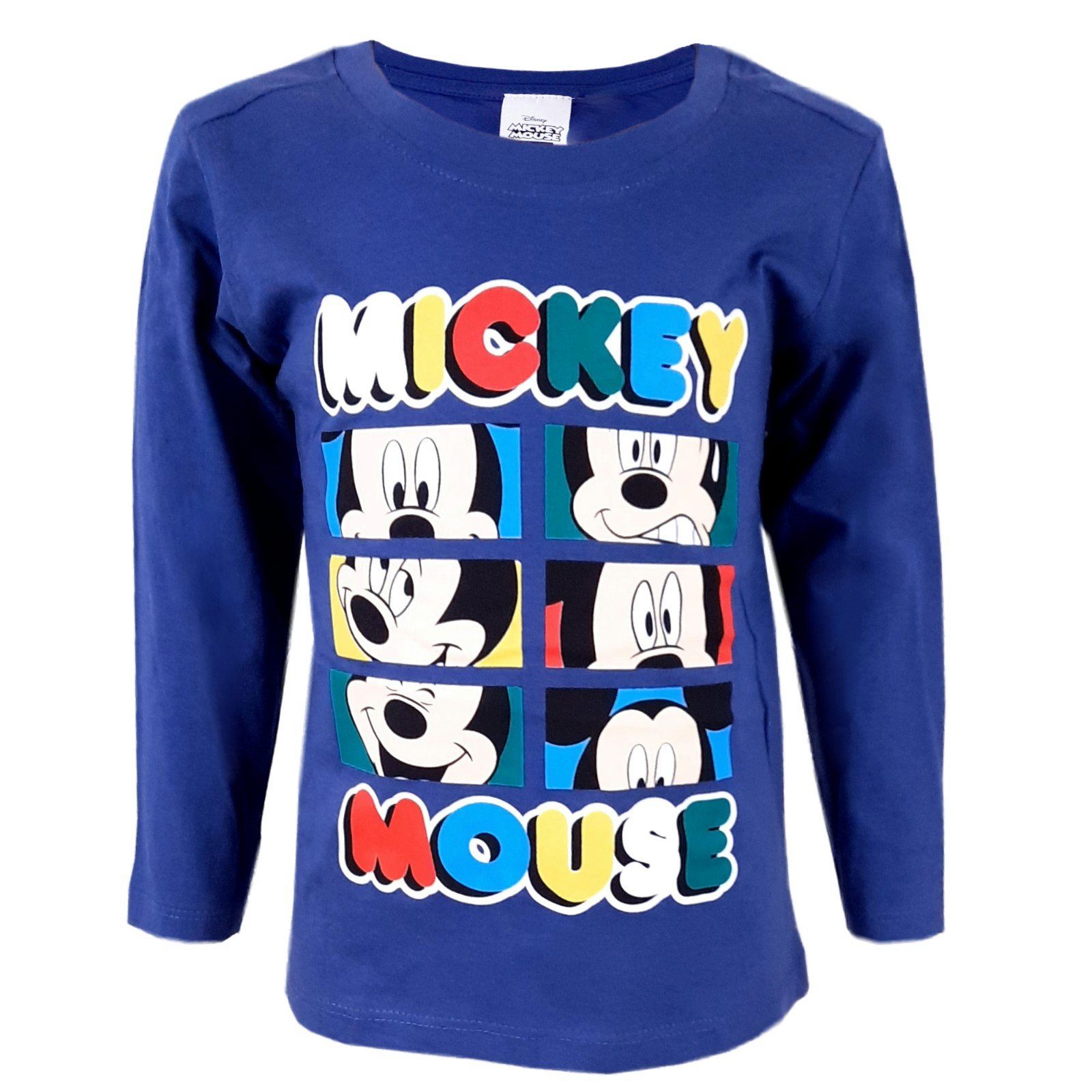 Disney Mickey Mouse Langarmshirt Kinder Shirt Gr. 92 bis 116, 100% Baumwolle