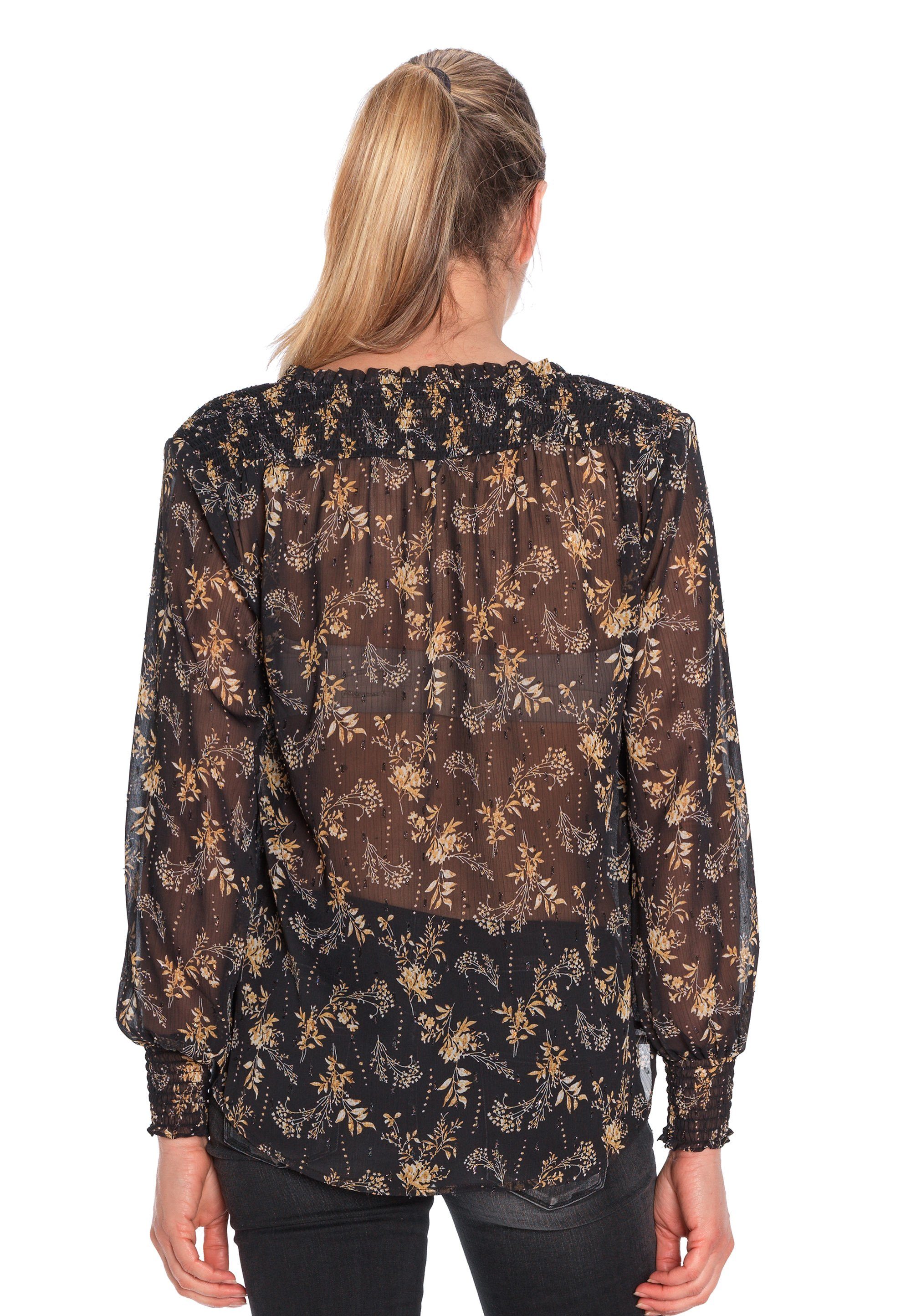 mit Allover-Print Bluse Le Klassische floralem Des IOSHI Temps Cerises