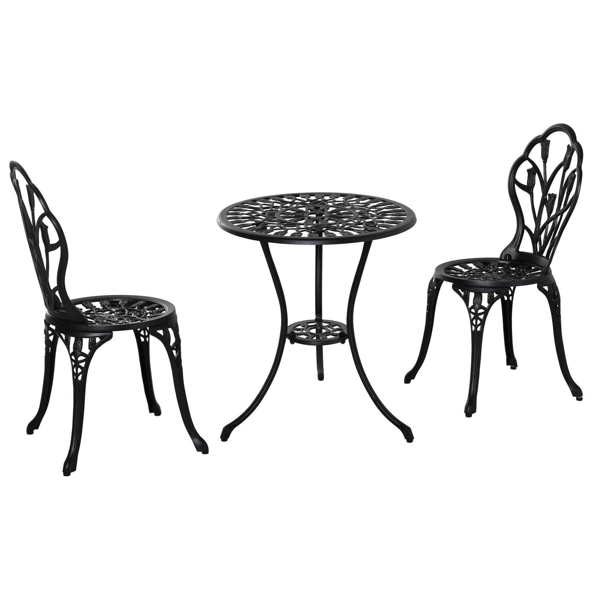 MC Star Balkonset Sitzgruppe für 2 Personen, Essgruppe mit Tisch und 2 Stühlen, (Aluminium Schwarz, ideal für Garten und Balkon)