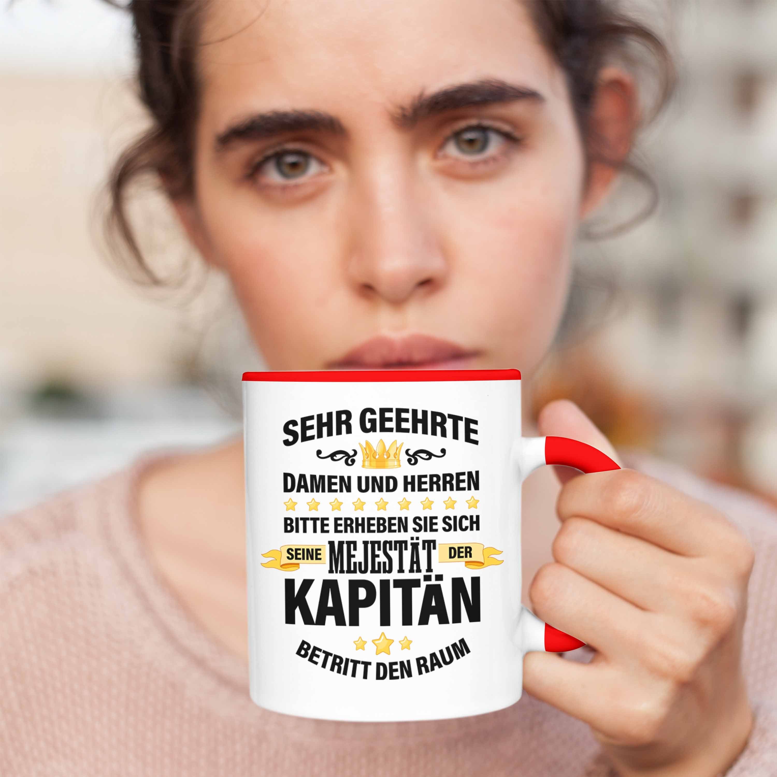 Tasse Kapitän Rot Tasse Käpten Geschenkidee Trendation - Geburtstag Vater Männer Spruch Trendation Geschenk