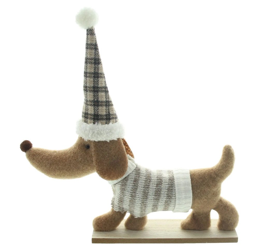 Home-trends24.de Dekofigur Hund Dackel Mütze Stoff günstig online kaufen