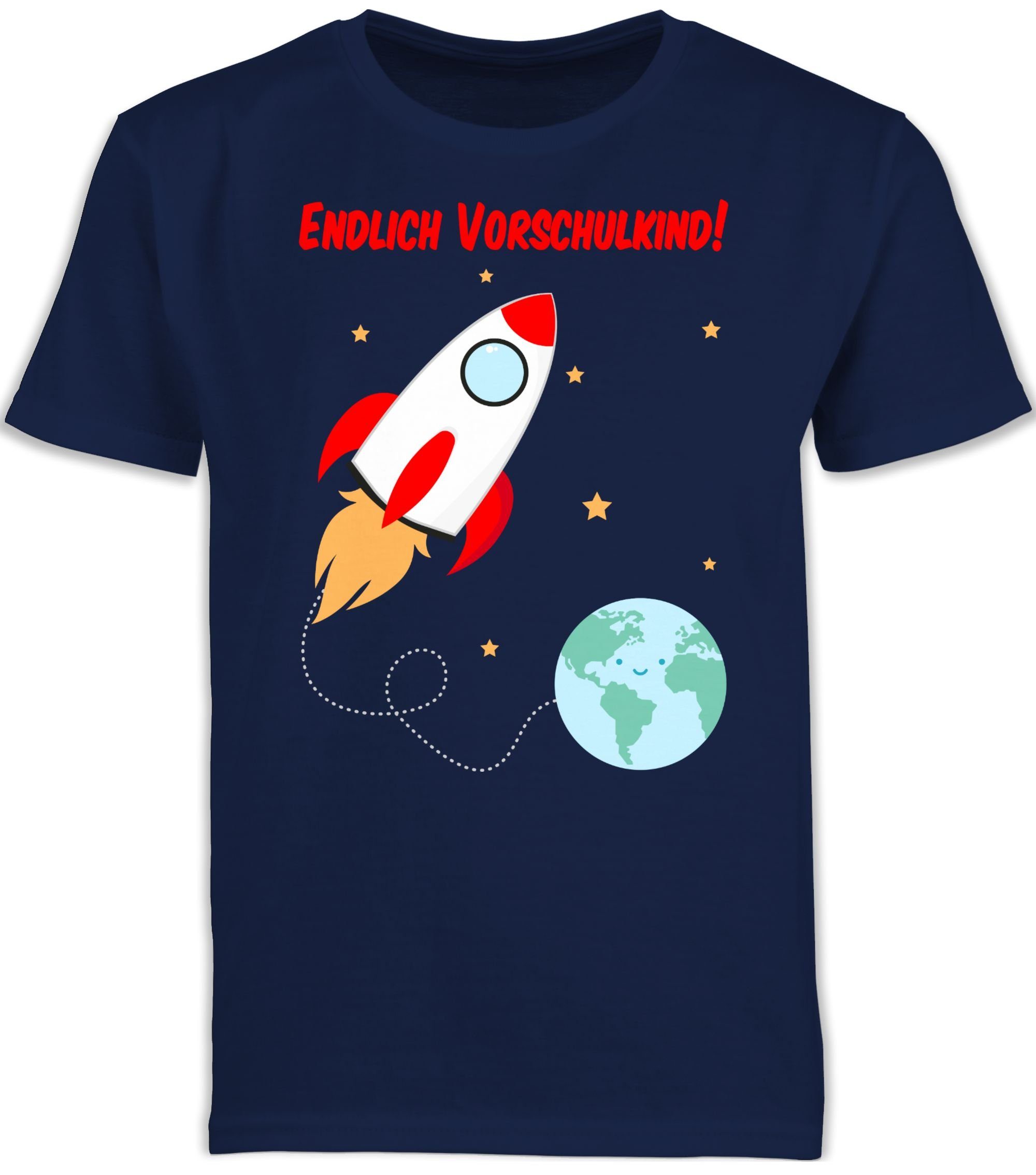 Shirtracer T-Shirt Endlich Vorschulkind Navy Rakete 1 Blau Vorschulkinder Geschenke