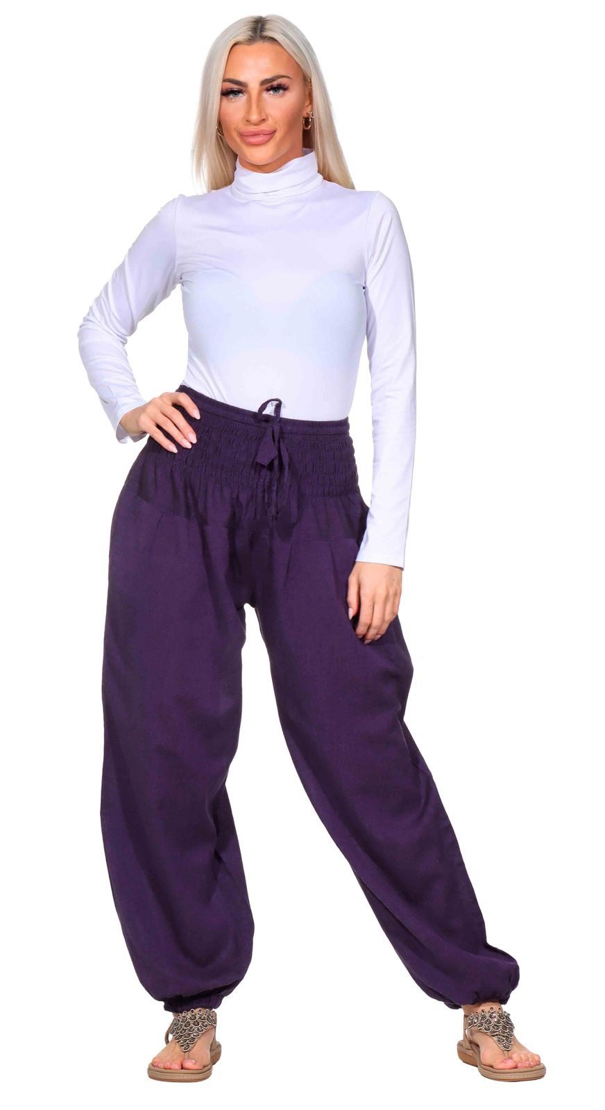 KUNST UND MAGIE Haremshose Kunst&Magie Damen Pluder-/Haremshose Sommerhose Hippie Wellness Yoga