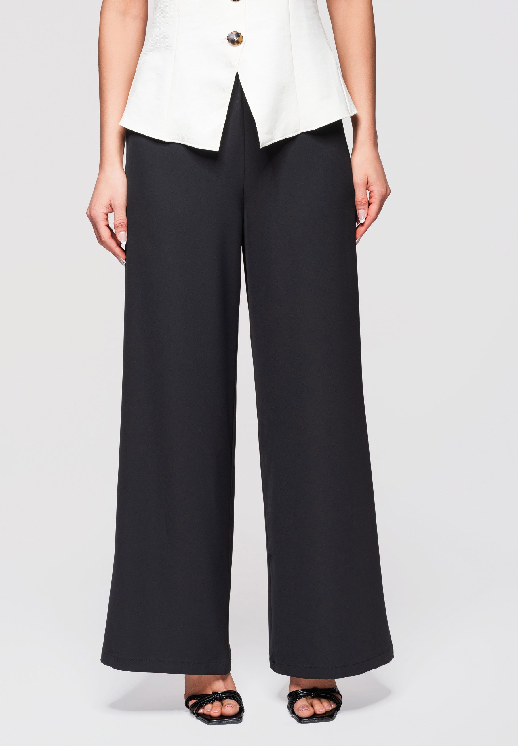 OMBRE Palazzohose Damen Palazzo-Hose Weites Bein Elegant (kein Set, 1-tlg) Figurformende vertikale Nähte
