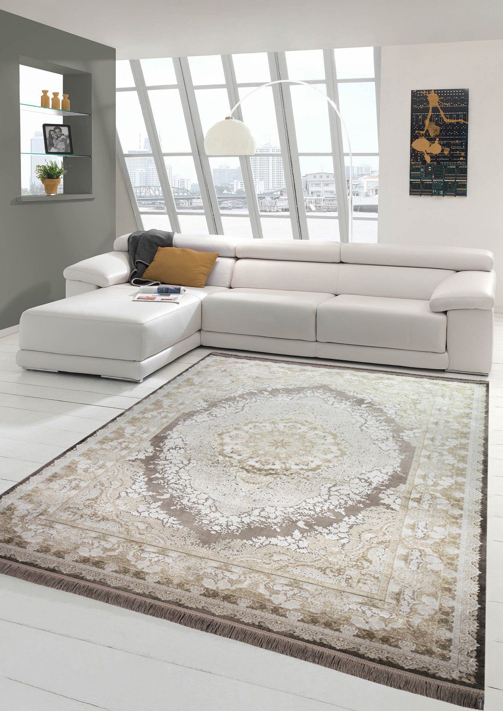 Wollteppich Wollteppich Luxus Teppich Orient mit Ornamenten aus  Naturfasern, Teppich-Traum, rechteckig, Höhe: 7 mm, Wollteppich