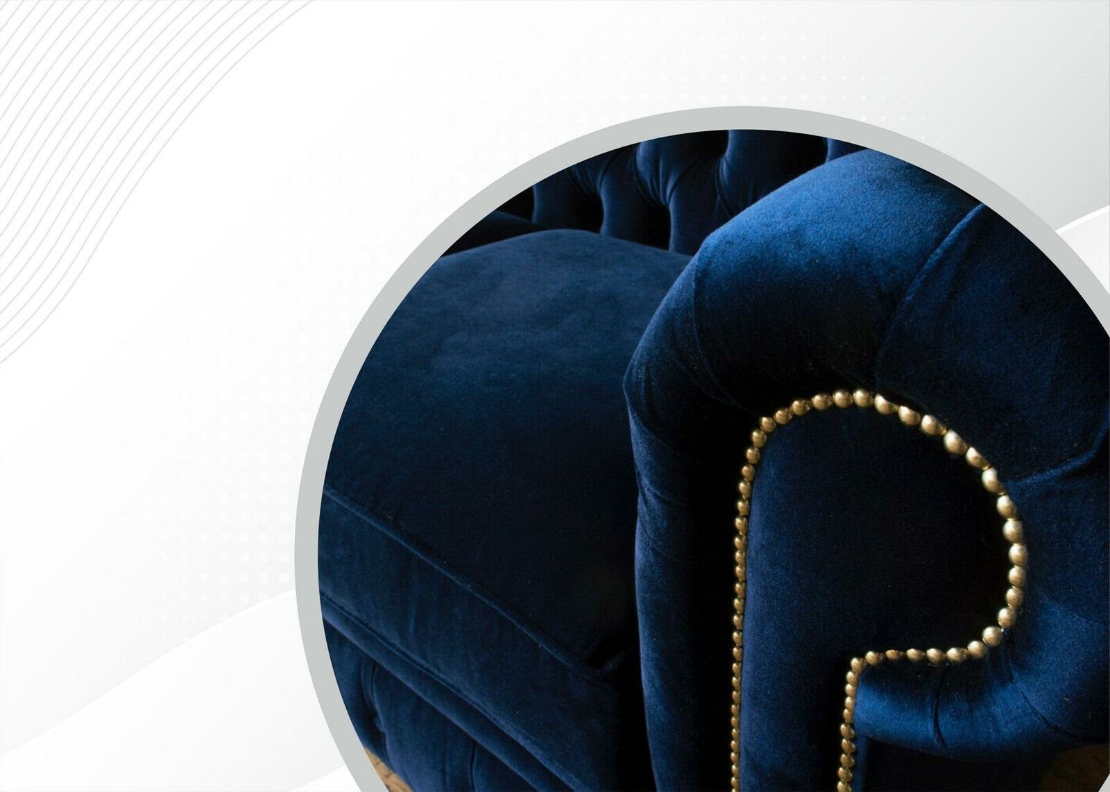 Blaue Möbel Chesterfield Chesterfield-Sofa, Wohnzimmer Sofa Couchen Modern Neu JVmoebel Samt Stoff Design
