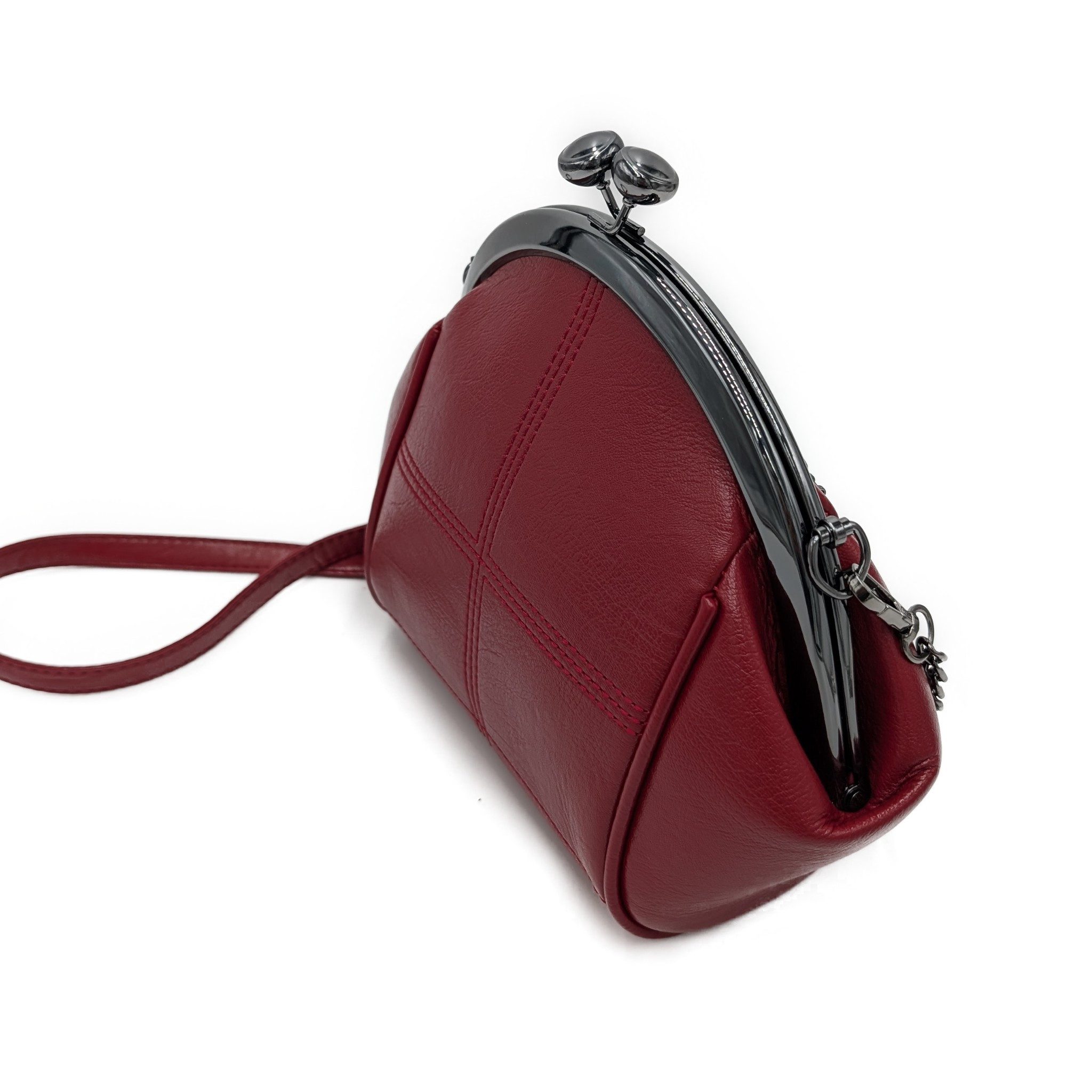 Mera Vellon Handtasche Damen Schultertasche "Varela" Umhängetasche mit Clipverschluss, Veganes Leder mit praktischem Clipverschluss