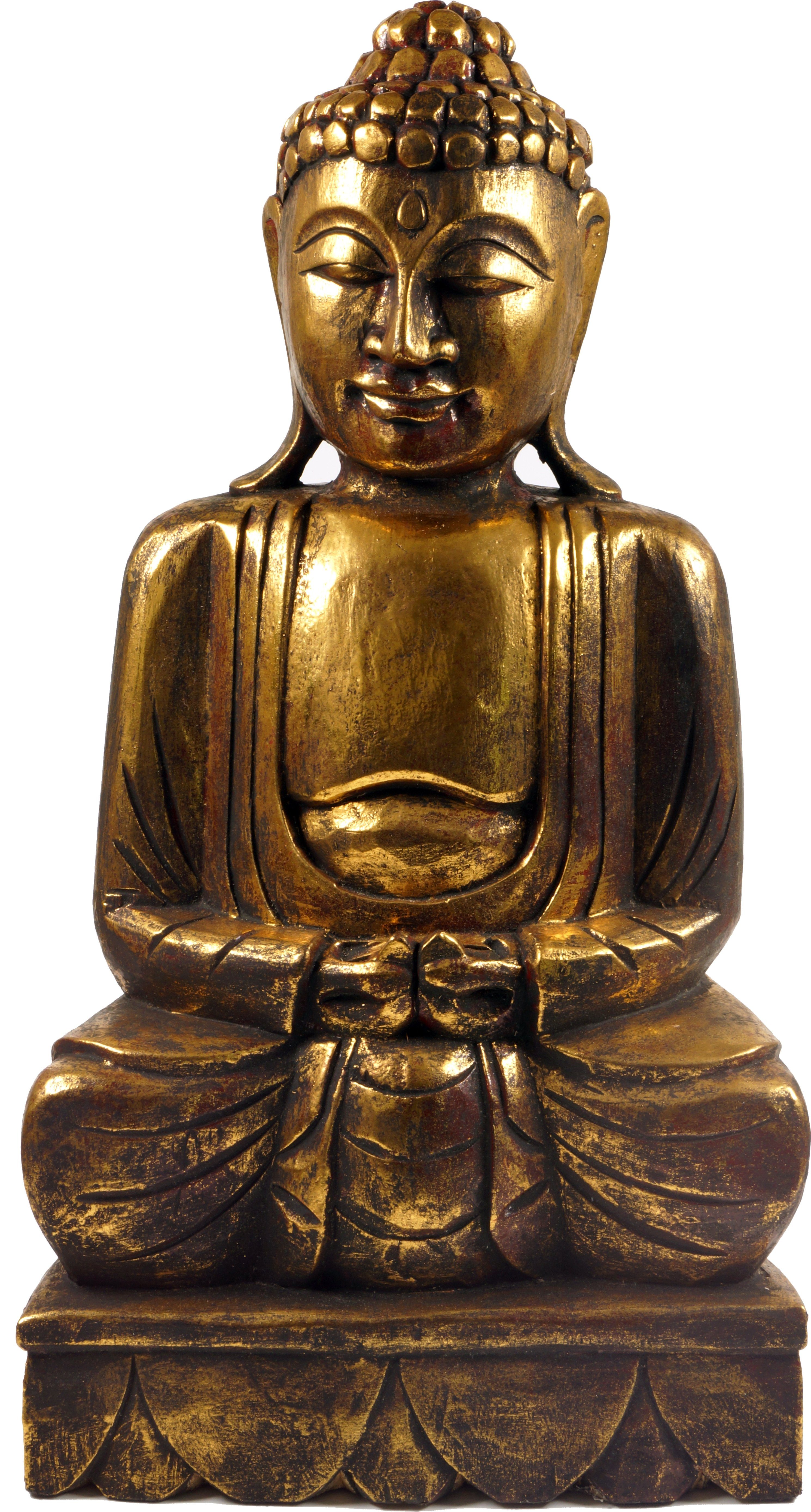 Buddhafigur Statue, Holzbuddha, Handarbeit (50 cm) -.. Buddha Guru-Shop