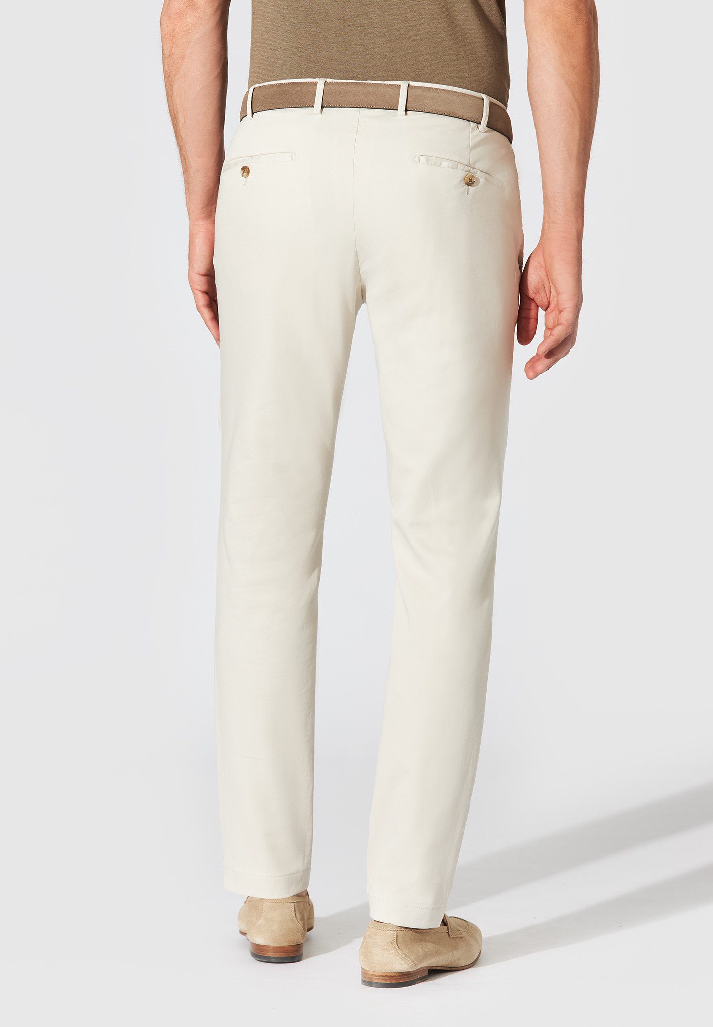 Hiltl Chinos Tourist 2.0 Chino Hose Herren Slim Fit Soft Cotton, hellbeige, 98 Baumwollhose mit Stretch, komfortable Hose für Reisen und Alltag