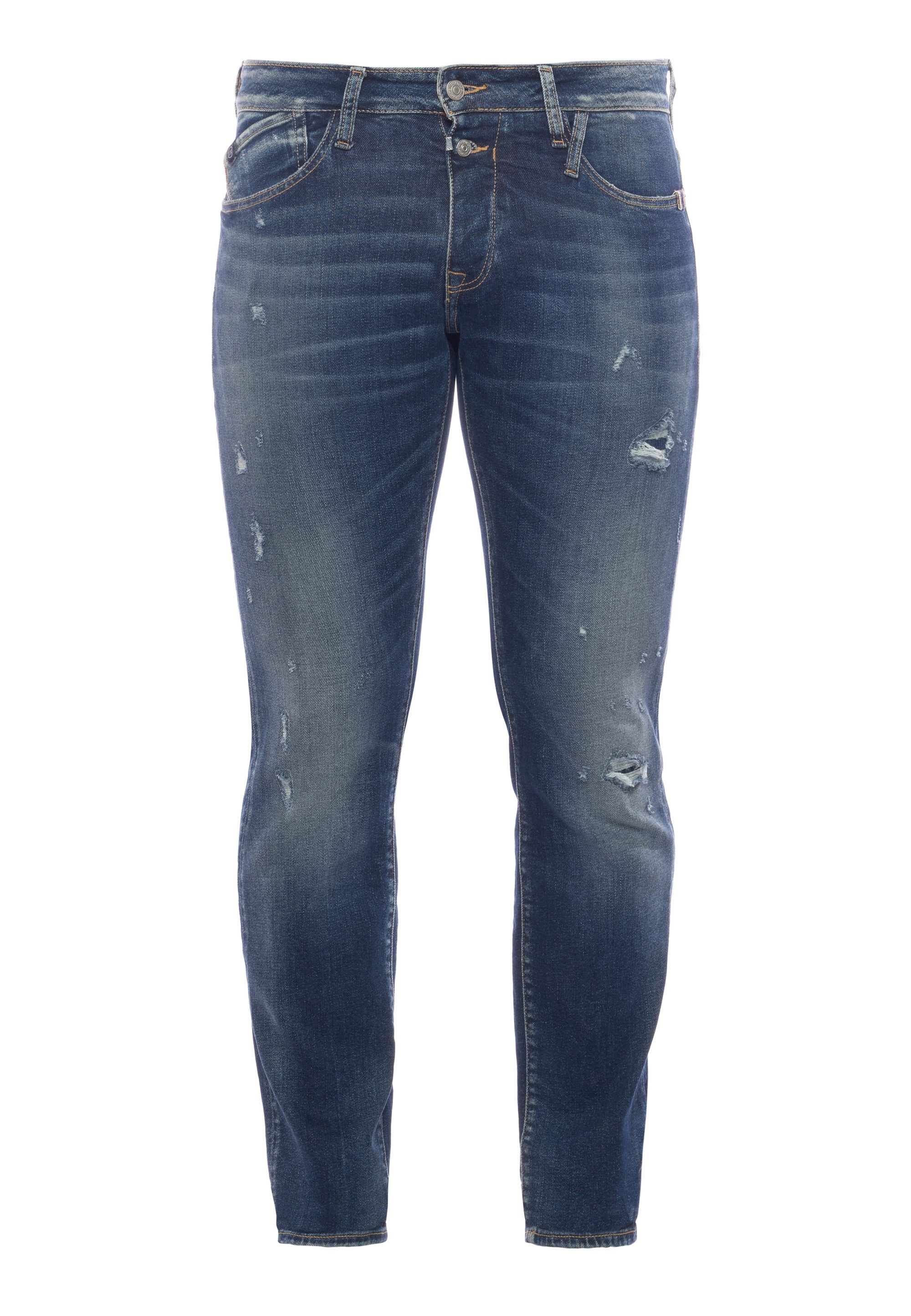 Le Temps Des Cerises Slim-fit-Jeans mit angesagten Used Details