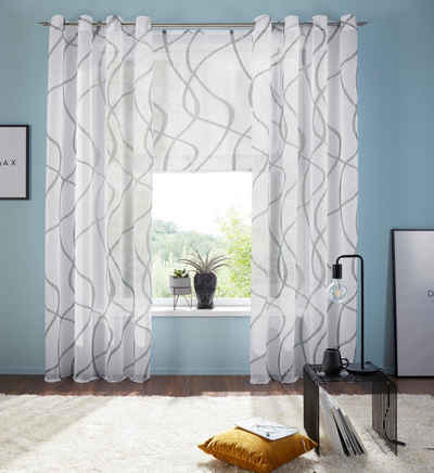 Gardine Bene, my home, Ösen (1 St), transparent, Polyester, Transparent, gemustert, glatt, verschiedene Größen