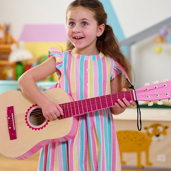 myToys ORIGINALS Spielzeug-Musikinstrument Gitarre Holz mit Gurt 75 cm pink