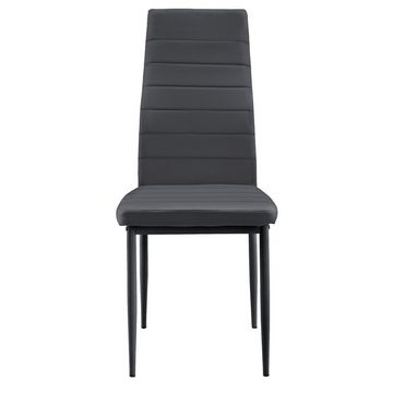 en.casa Essgruppe, (Set, 7-tlg., Esstisch mit 6 Stühlen), »Bjerkvik« 140x60cm Küchentisch Kunstleder Stühle schwarz/grau