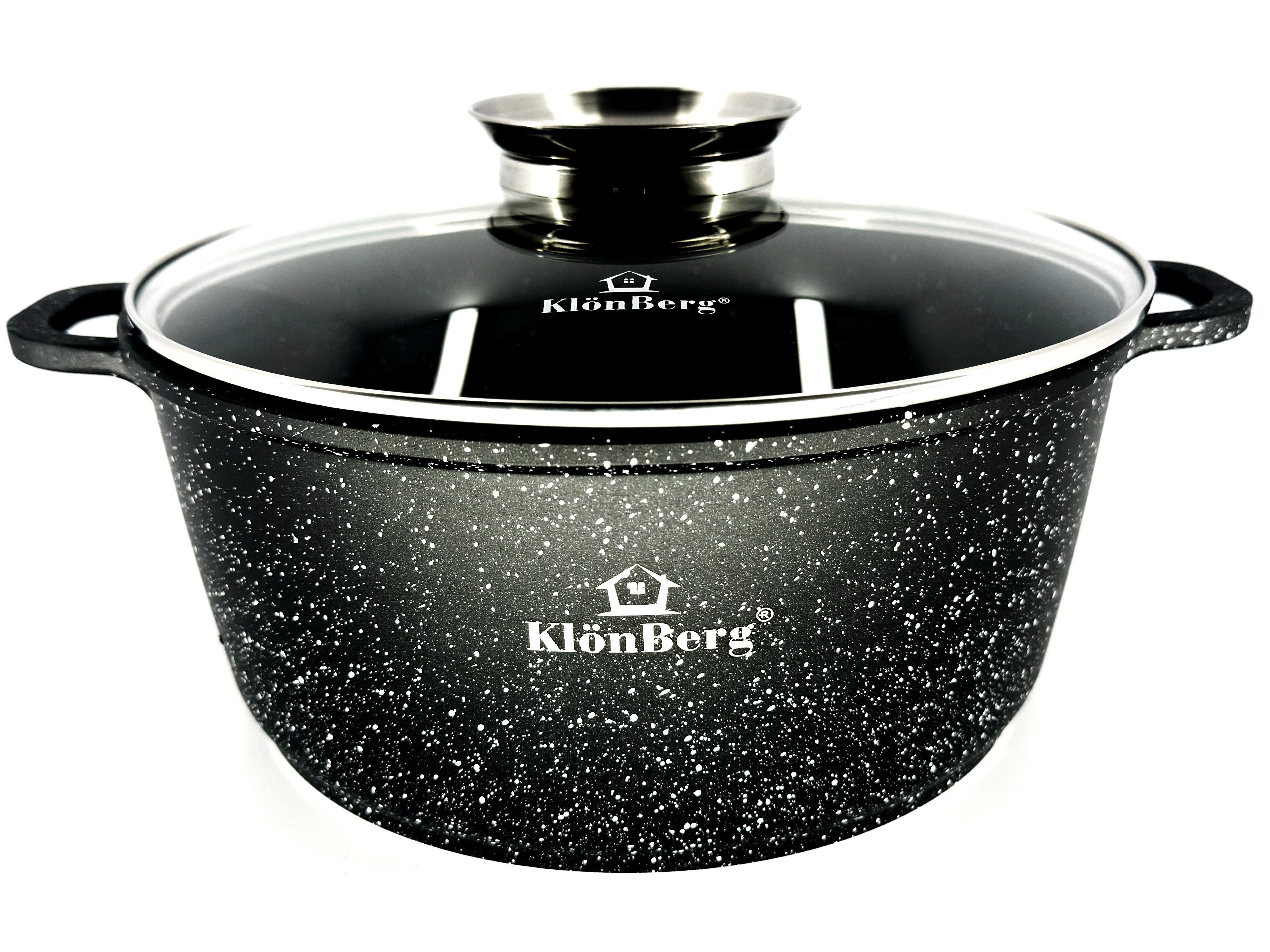 KlönBerg Topf-Set Wunderschöne Töpfe mit Steinbeschichtung in 4 verschiedenen Größen, Aluminium, Aluminiumguss, Keramik, Edelstahl (Passt in jede Küche! (1.2L / 2.3L / 4.5L / 5.5L), 8-tlg., Es ist eine perfekte Geschenkidee für jeden Anlass), Innovative Aroma Knob-Griffe