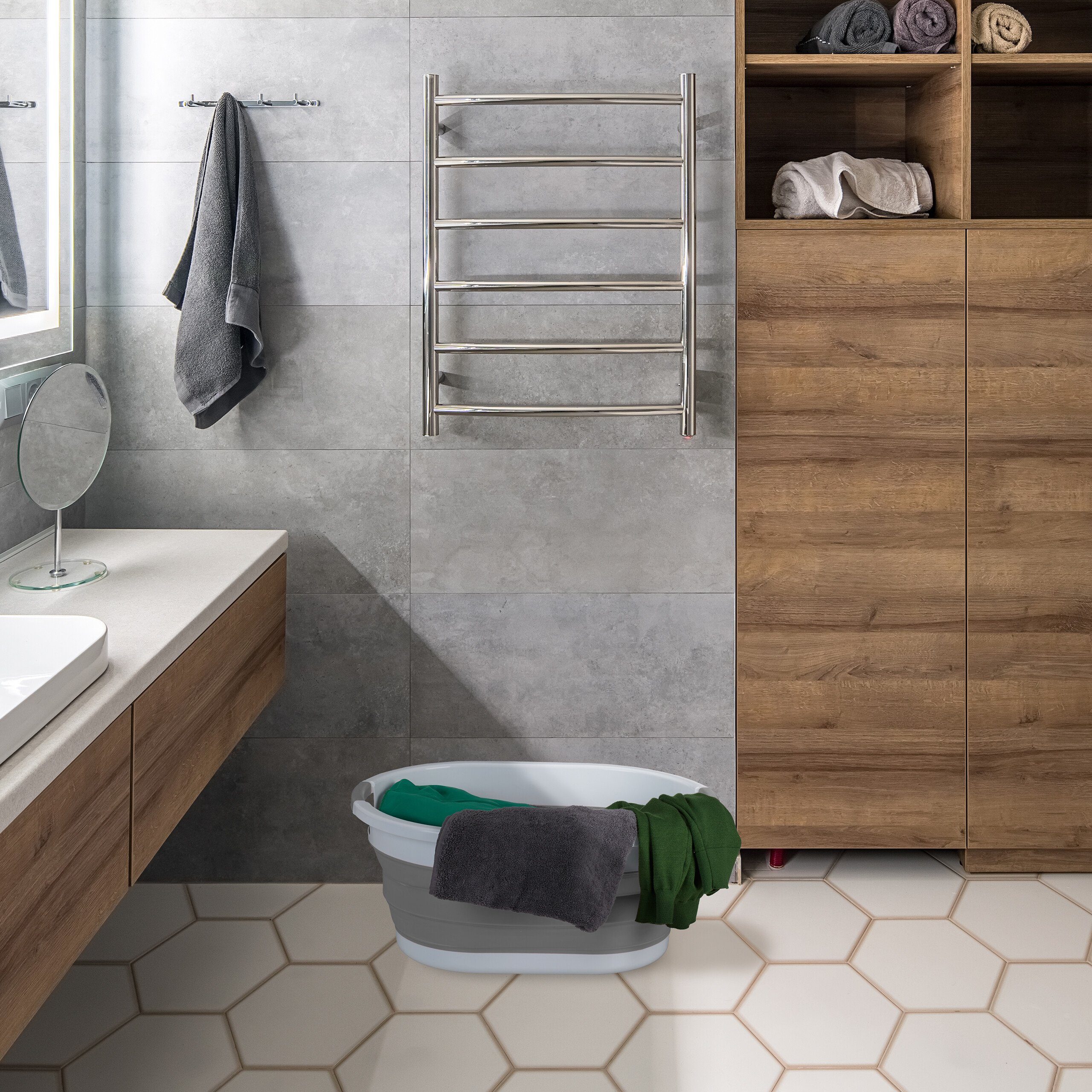 relaxdays Wäschekorb Faltbarer Wäschekorb 36 Liter (1 St), grau günstig online kaufen