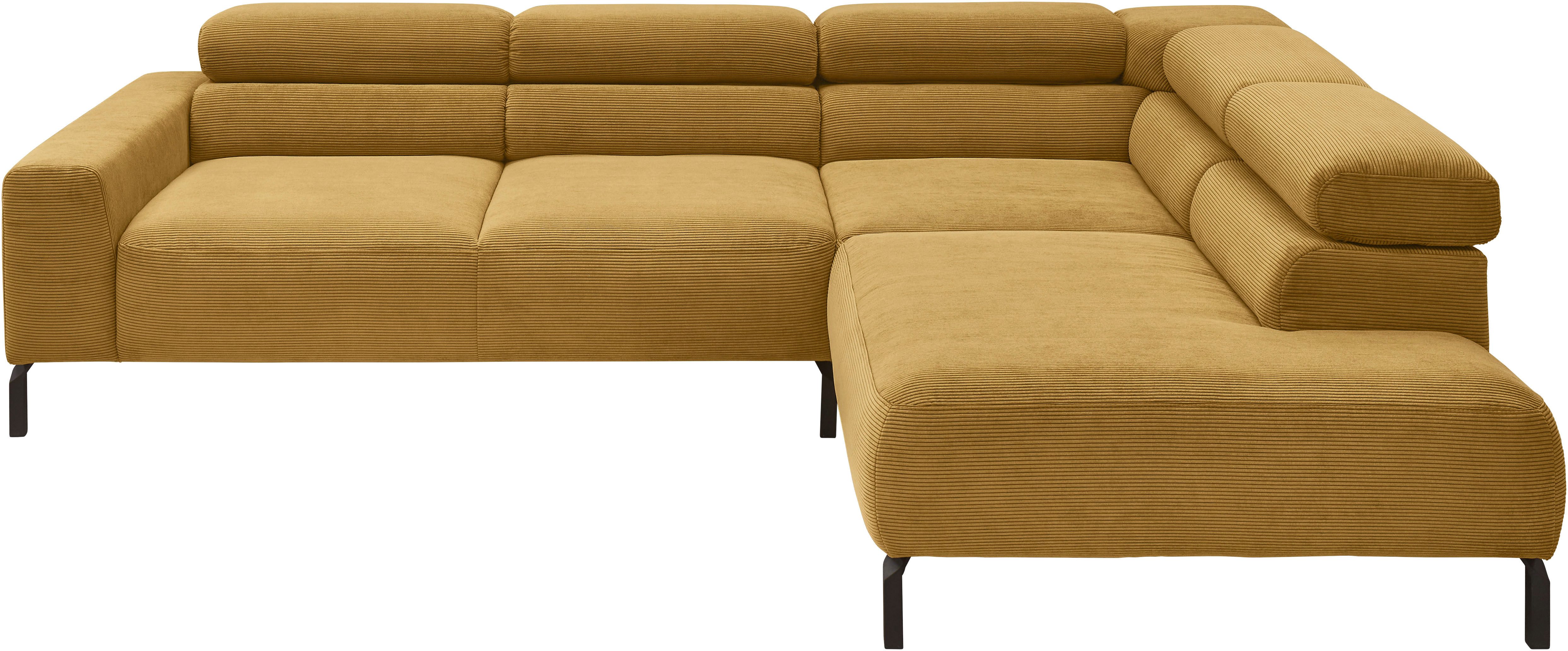 Home affaire Ecksofa Antonelli, L-Form, inkl. Kopfteilverstellung, Breite 276 cm, ohne Sitztiefenverstellung, in Feincord, pistachio