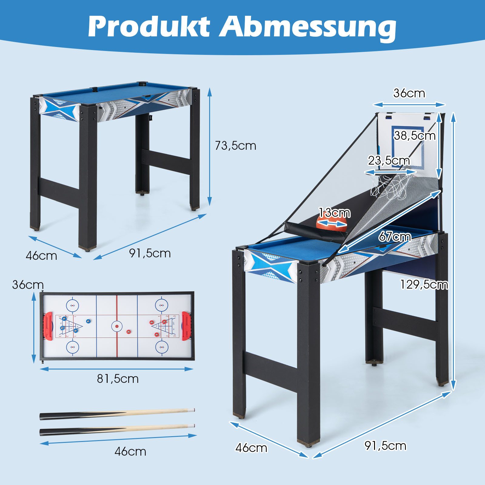COSTWAY Spieltisch, 6 in 1 Tischkicker, Air Hockey, mit Zubehör günstig online kaufen