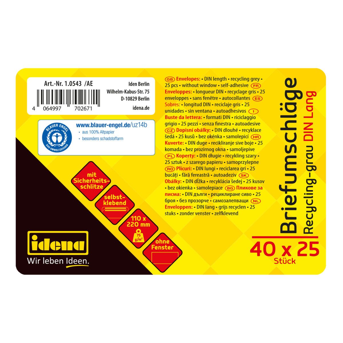 Idena Briefumschlag Idena 10544 - Briefumschläge Format DIN lang, selbstklebend – Bild 4 von 5