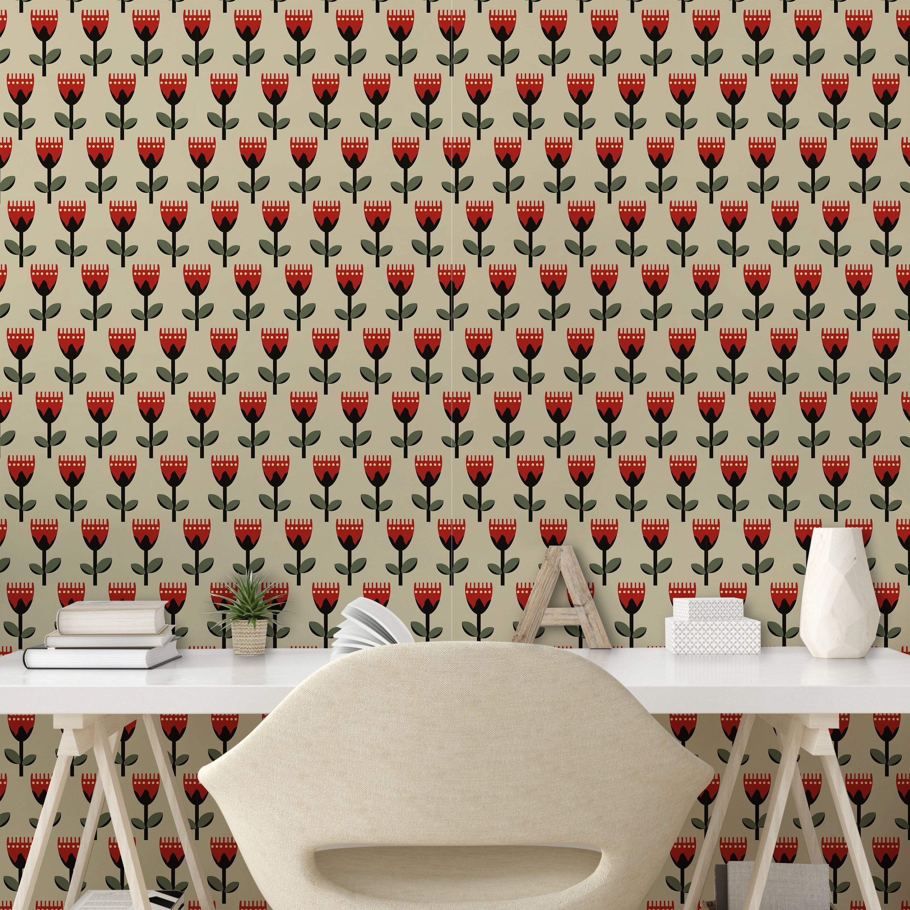 Abakuhaus Vinyltapete Blumen Küchenakzent, selbstklebendes Grafische Wohnzimmer Konzept Tulpen