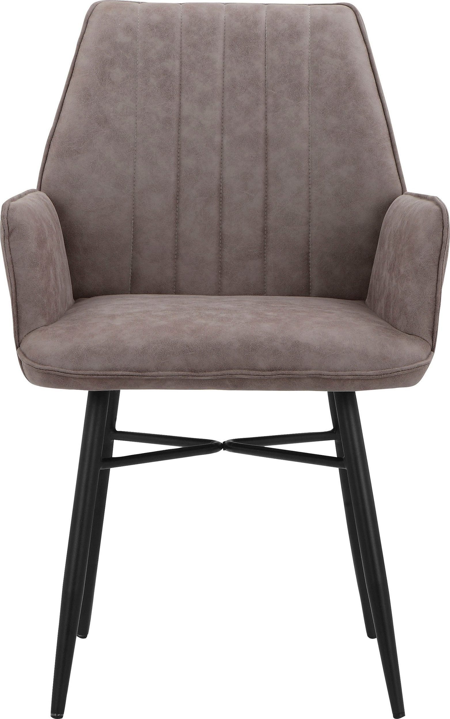 loft24 Esszimmerstuhl Kenzo (Set, 2 St), Armlehnstuhl, Bezug in Samtoptik, Polsterstuhl, Metallgestell