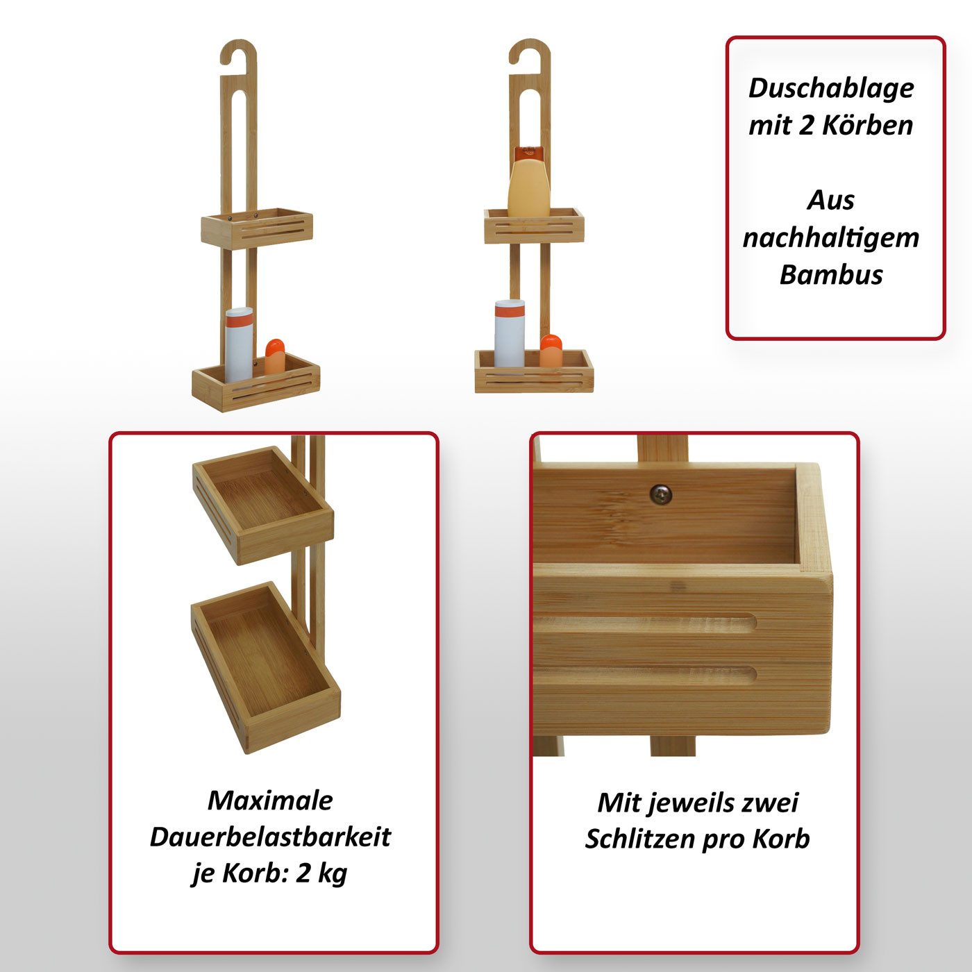 MCW Duschablage MCW-M23, Aus Bambus
