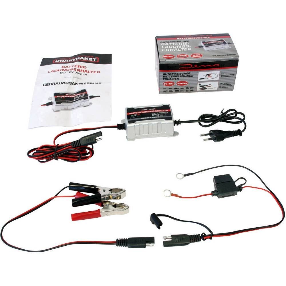 Dino KRAFTPAKET Vollautomatisches Batterie-Erhaltungsladegerät für 6V & 12V 136303 Autobatterie-Ladegerät (Ladeüberwachung, Ladungserhaltung)
