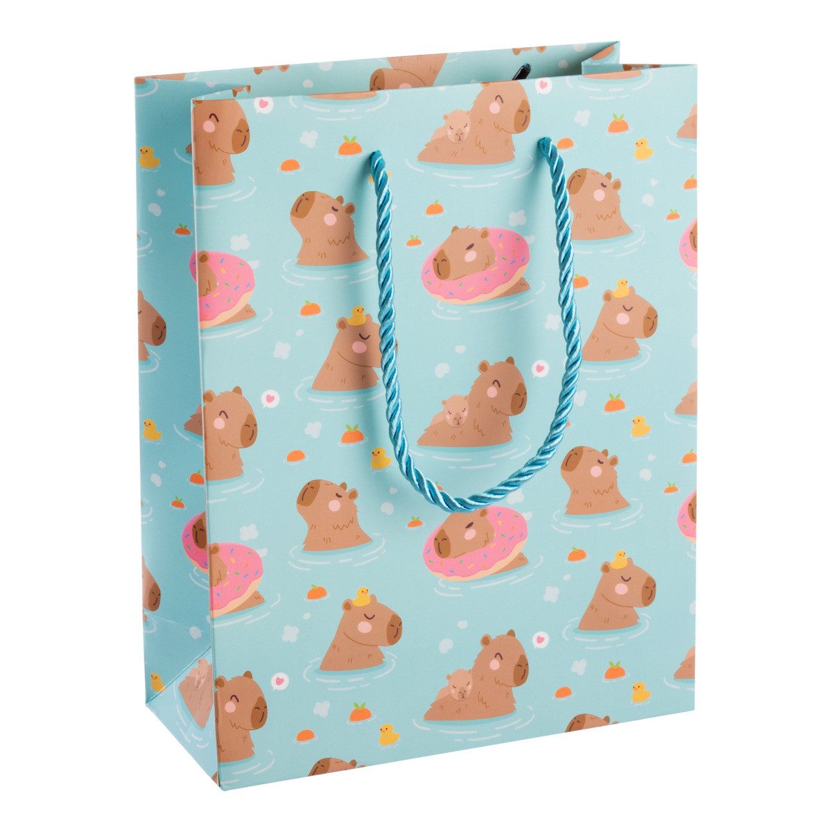Idena Tragetasche Idena Geschenktasche Capybara blau 25x34x9cm 250g