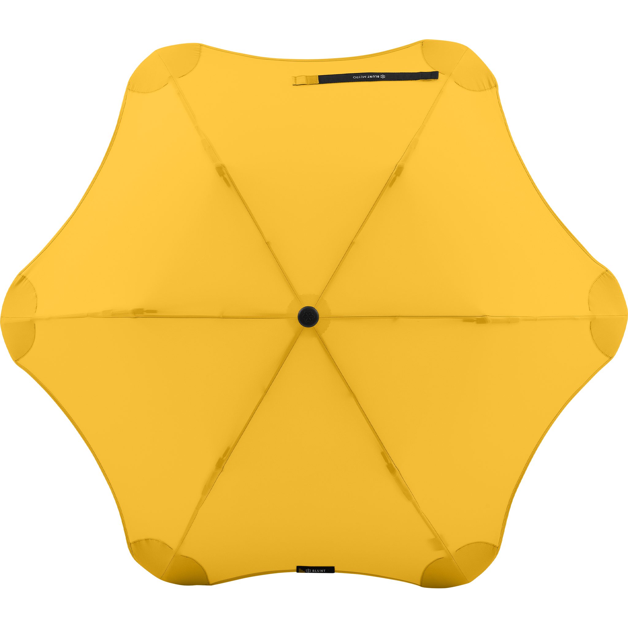 Metro, Technologie, Taschenregenschirm einzigartige patentierte herausragende Blunt gelb Silhouette