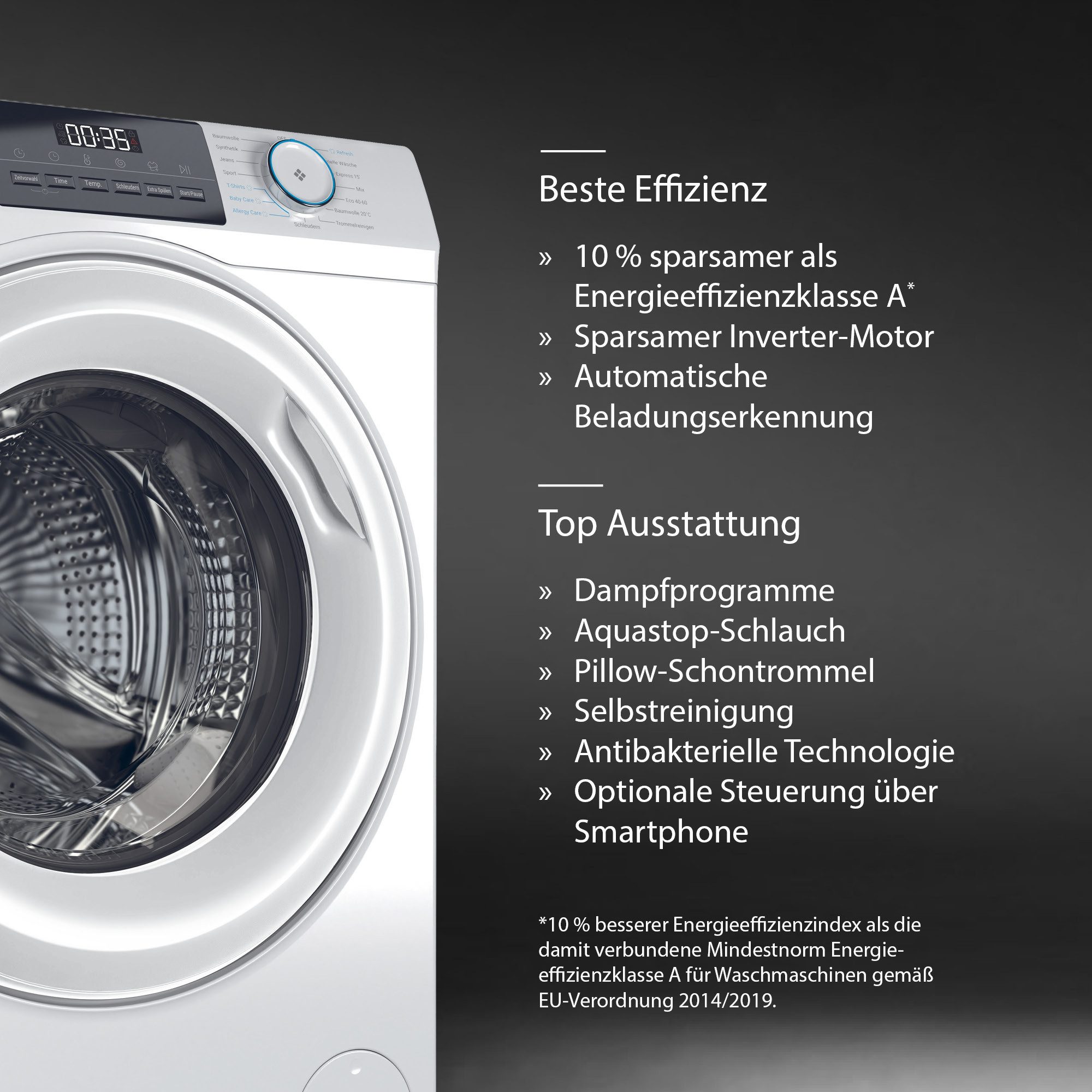 Haier Waschmaschine I-PRO 1 HW80-BP14929BU1, 8 kg, 1400 U/min, hOn App – Bild 3 von 5