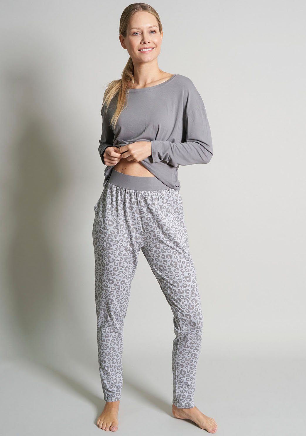 TOM TAILOR Hose, Pyjamahose lang Pyjama Tailor Tom Leo-Print, von mit Schlafhose