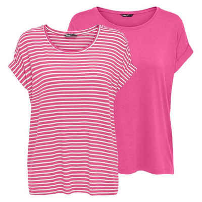 ONLY T-Shirt Damen Top MOSTER Regular Fit (2-tlg) Basic Kurzarm Tee Shirt mit Rundhalsausschnitt
