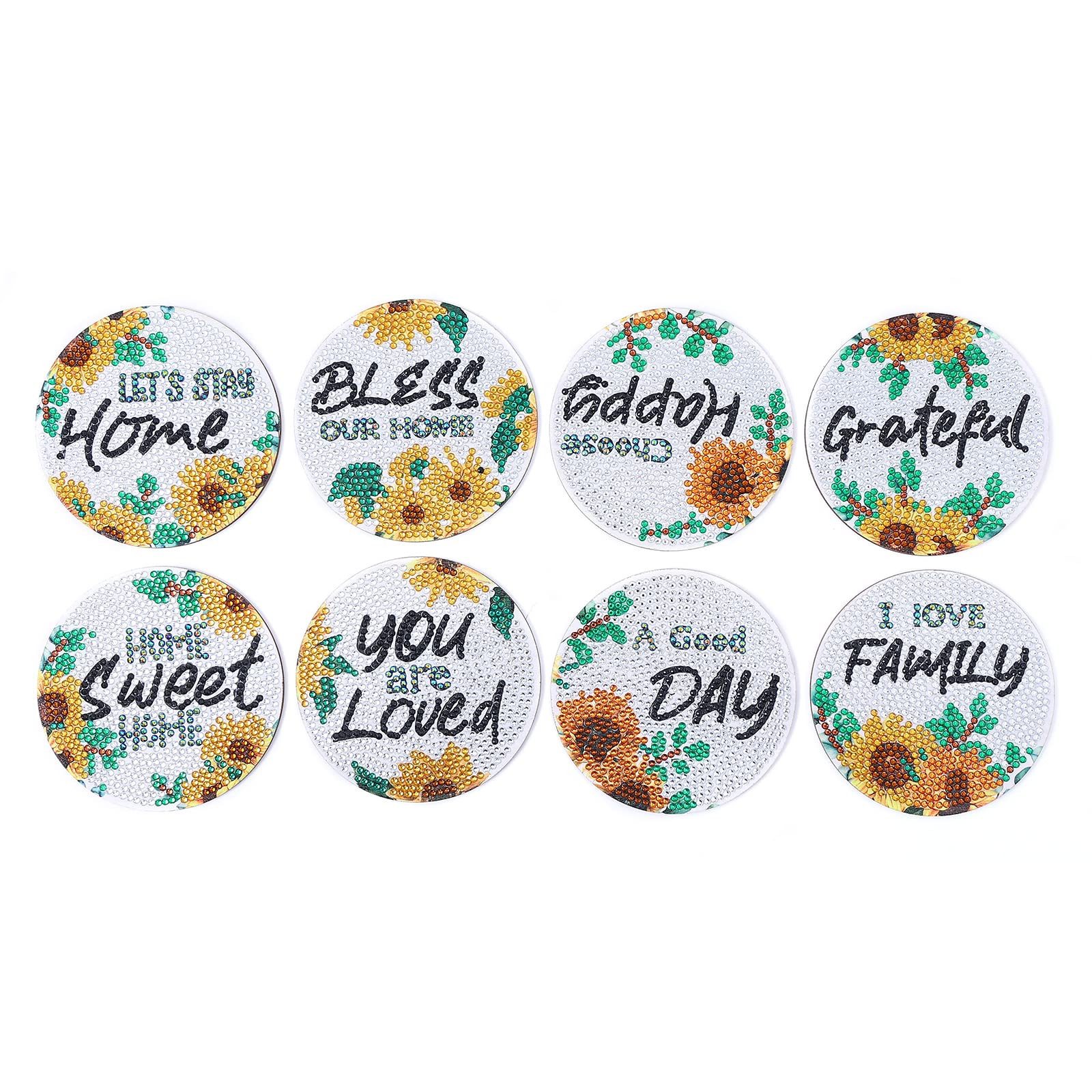 GarveeMore Becheruntersetzer Mosaik-Bierdeckel-Set 8 Stück – Diamantmalerei, 10×10 cm, 8-tlg., Komplett-Set mit Halter, Werkzeug & Strass – DIY-Kunst für Zuhause