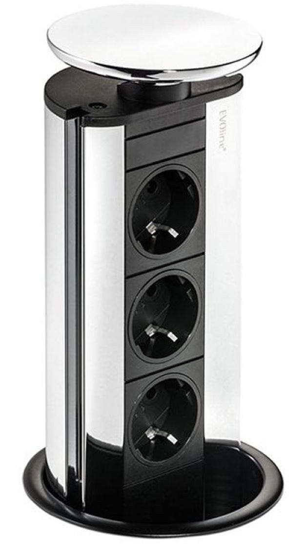 Evoline Steckdose Port 1 mit Schukosteckdose, Deckel silberfarbig 8031130