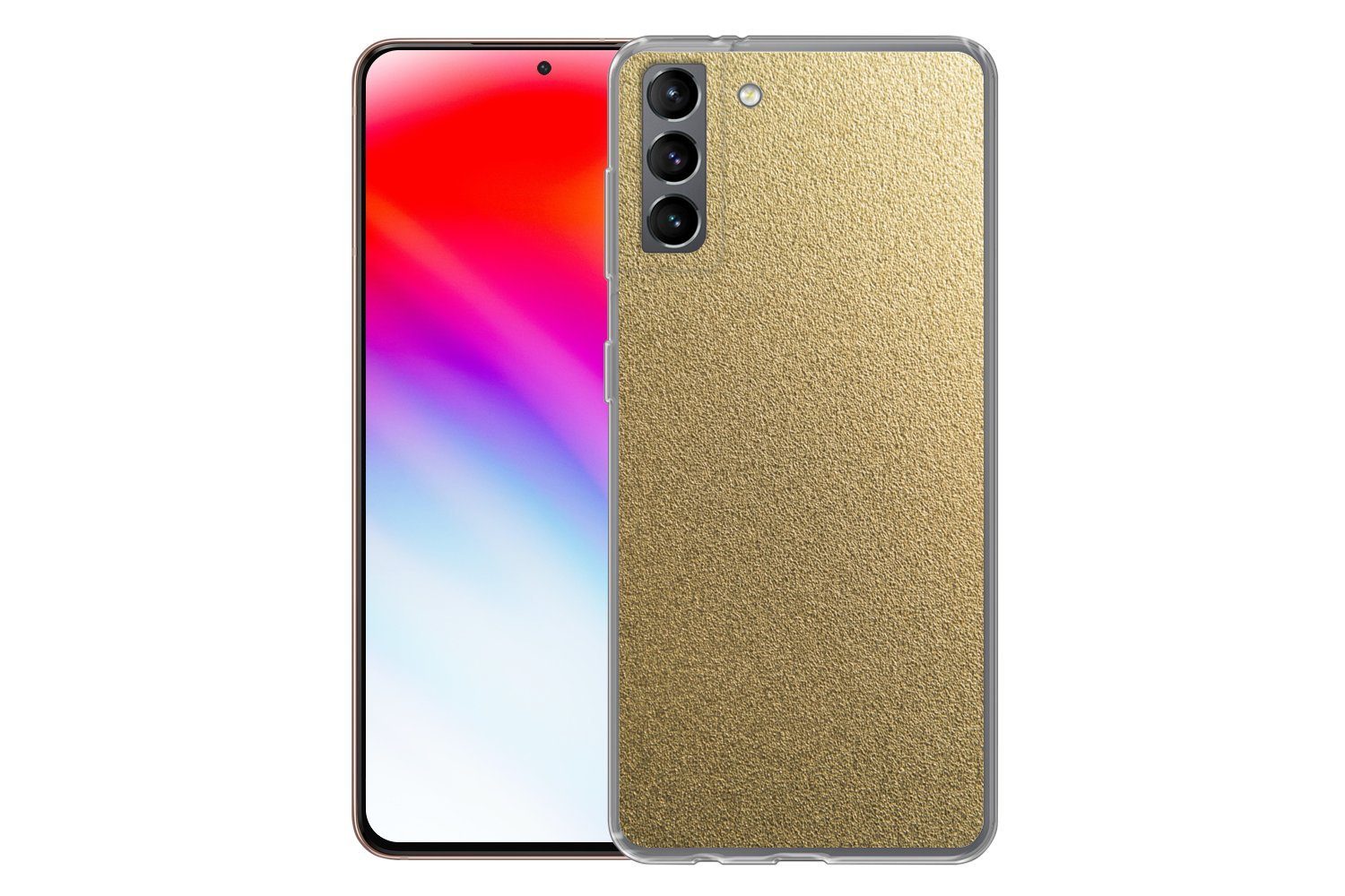 MuchoWow Handyhülle für Samsung Galaxy S21 Plus Metall - Gold - Design - Struktur - Chic, Phone Case, Silikon, Schutzhülle Dünn