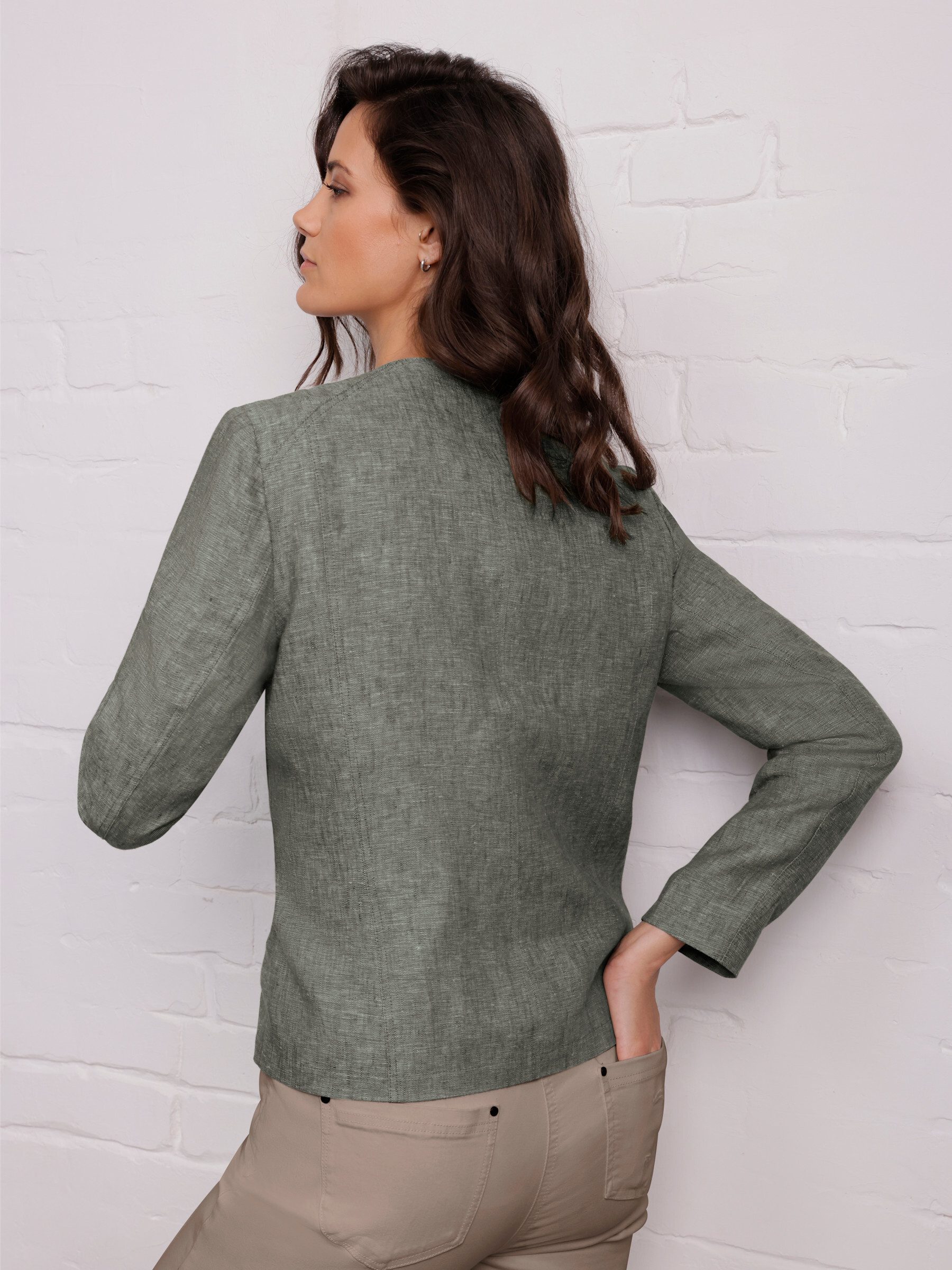 creation L Blusenblazer Leinen-Blazer Langarm