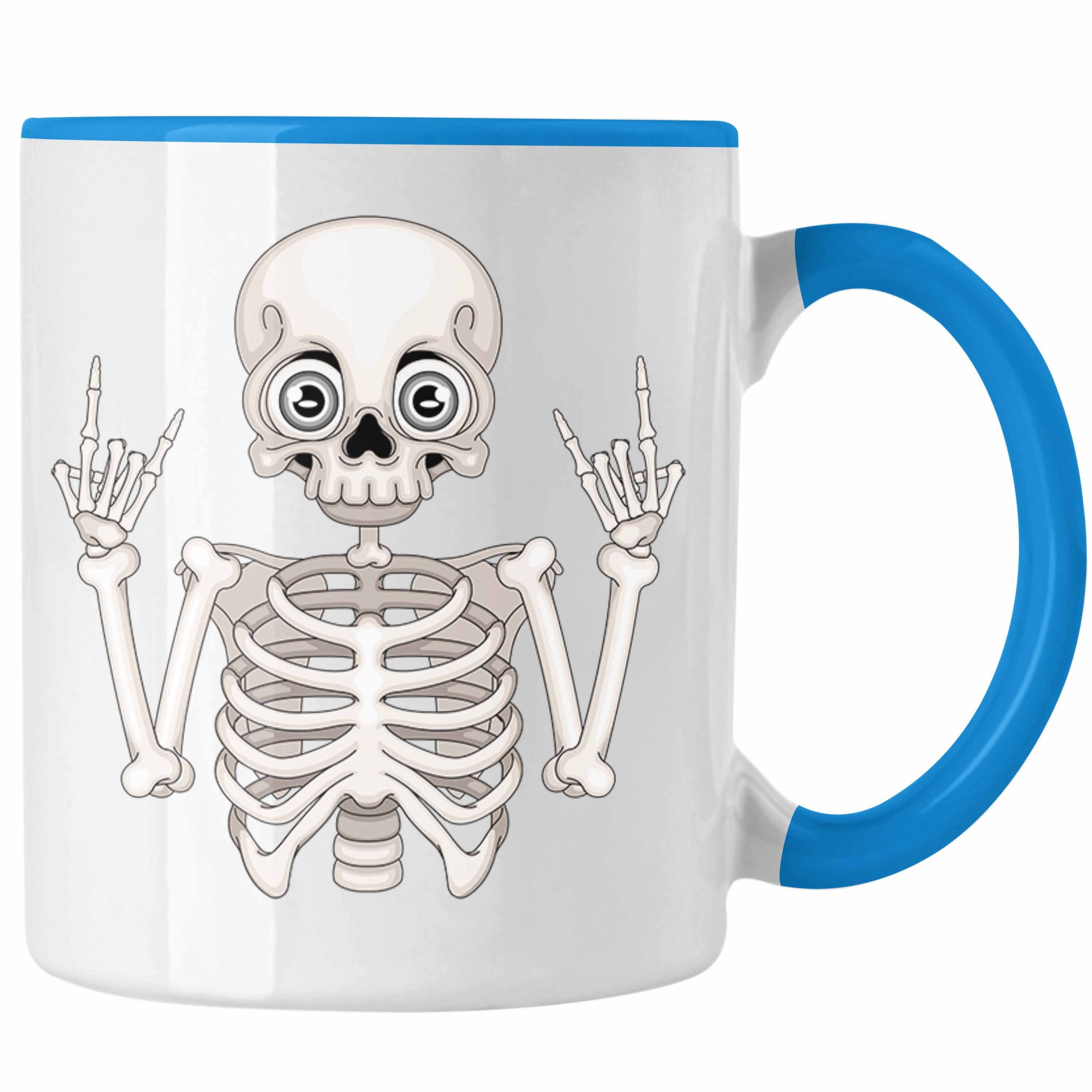 Skelett Tasse Geschenkidee n Fans: Trendation Rock Roll Tasse Tasse Blau Lustige
