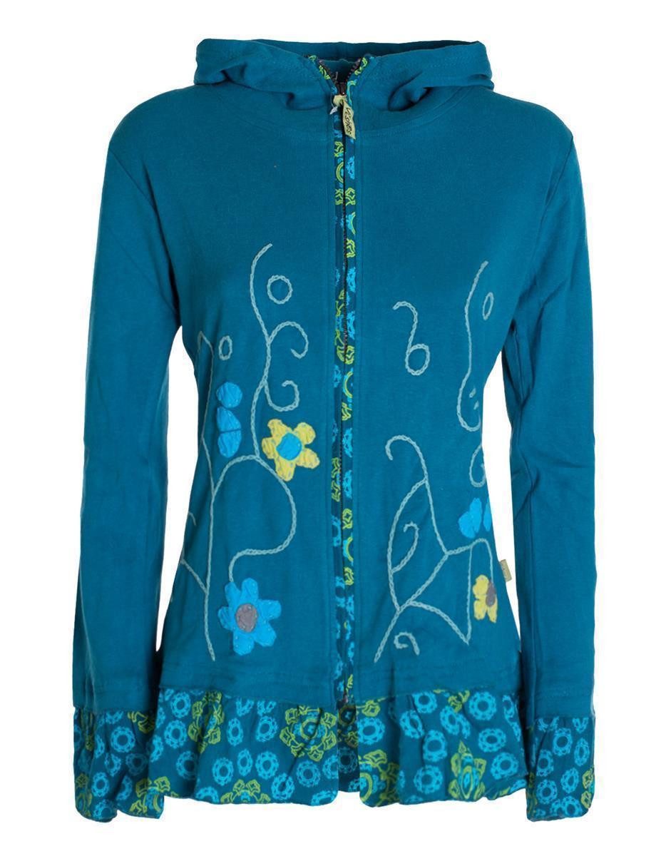 Vishes Kapuzensweatjacke Damen Sommerjacke Blumen-Strickjacke Elfenjacke Ka günstig online kaufen