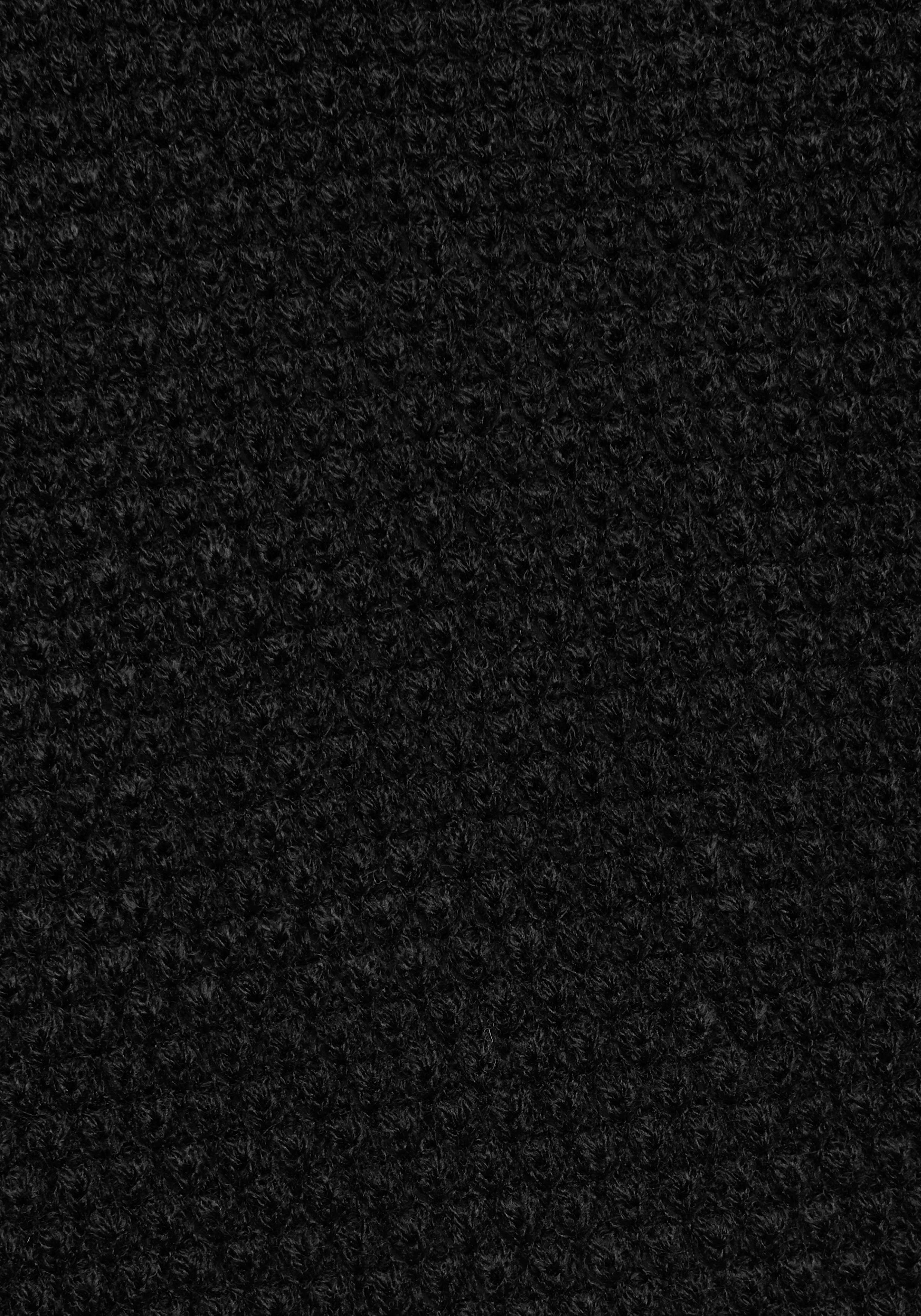 Aniston CASUAL Rundhalspullover mit an Seitennähten Rippstrick den schwarz