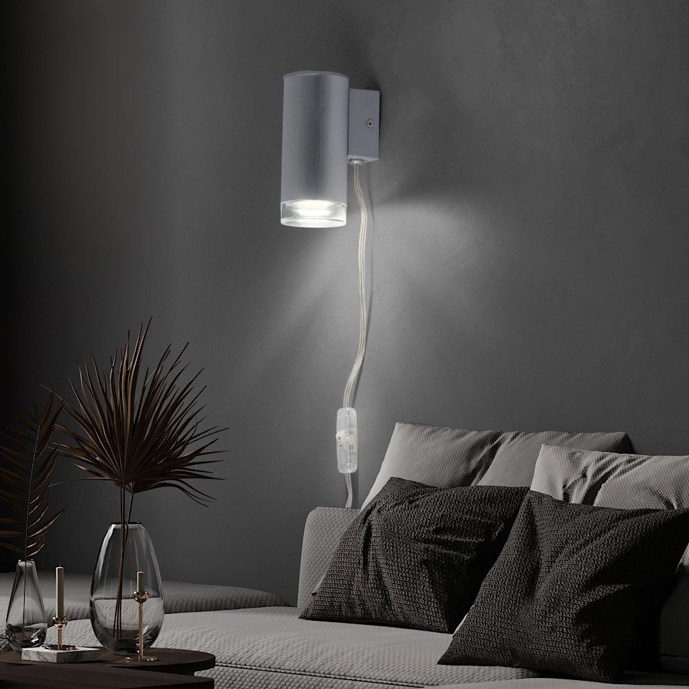 inklusive, Neutralweiß, ALU Beleuchtungen Lampen Leuchtmittel Wand 2er Set Leuchten Wandleuchte, Nacht LED Licht Kabel etc-shop