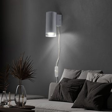 etc-shop Wandleuchte, Leuchtmittel inklusive, Neutralweiß, 2er Set LED Wand Leuchten ALU Beleuchtungen Nacht Licht Lampen Kabel