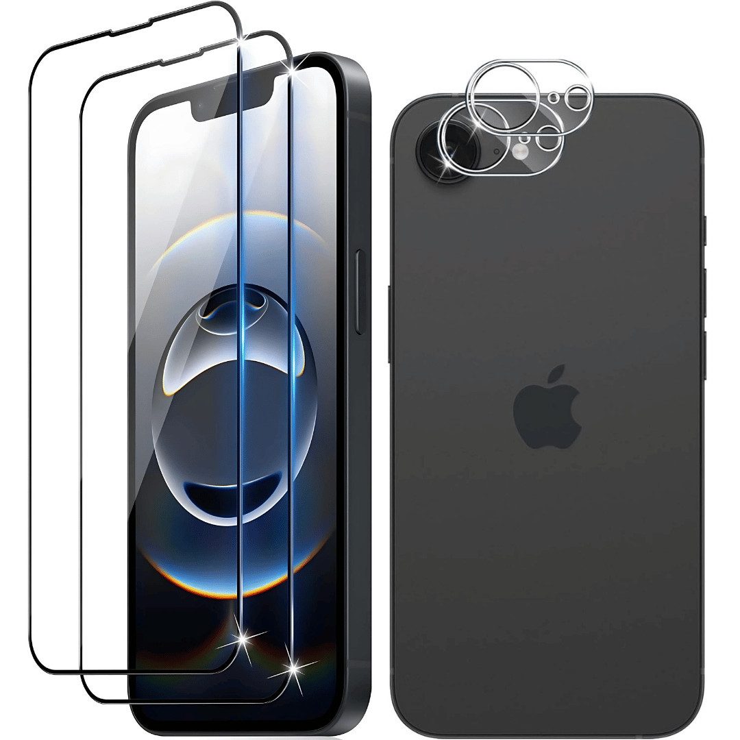 SmartUP Displayschutzglas 2X Schutzglas für Iphone 16e Display Kamera Panzerglas Panzerfolie 9H für iPhone 16e, kompletter Rundumschutz