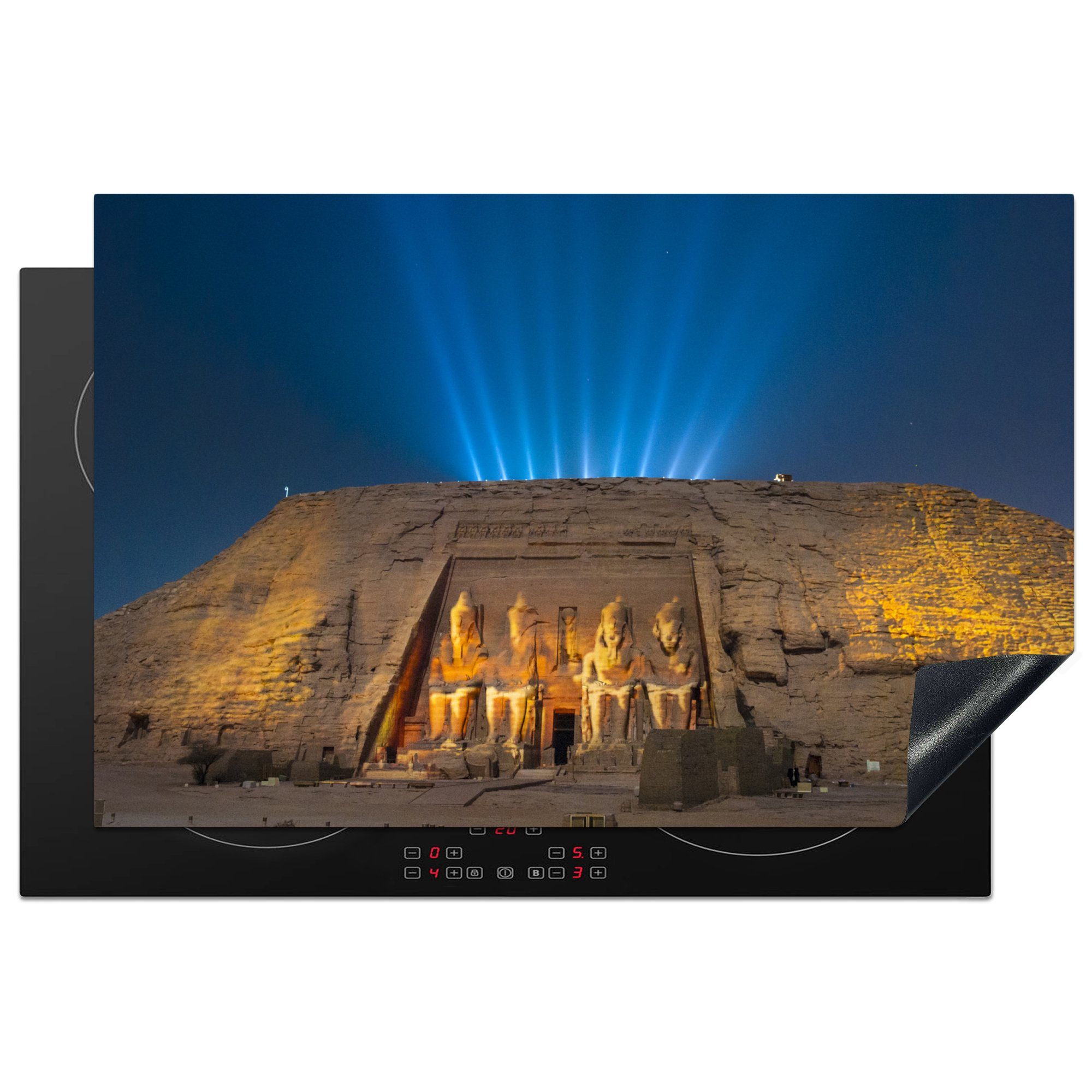 MuchoWow Herdblende-/Abdeckplatte Felsentempel von Abu Simbel im Süden Ägyptens, Vinyl, (1 tlg), 81x52 cm, Induktionskochfeld Schutz für die küche, Ceranfeldabdeckung | Herdabdeckplatten