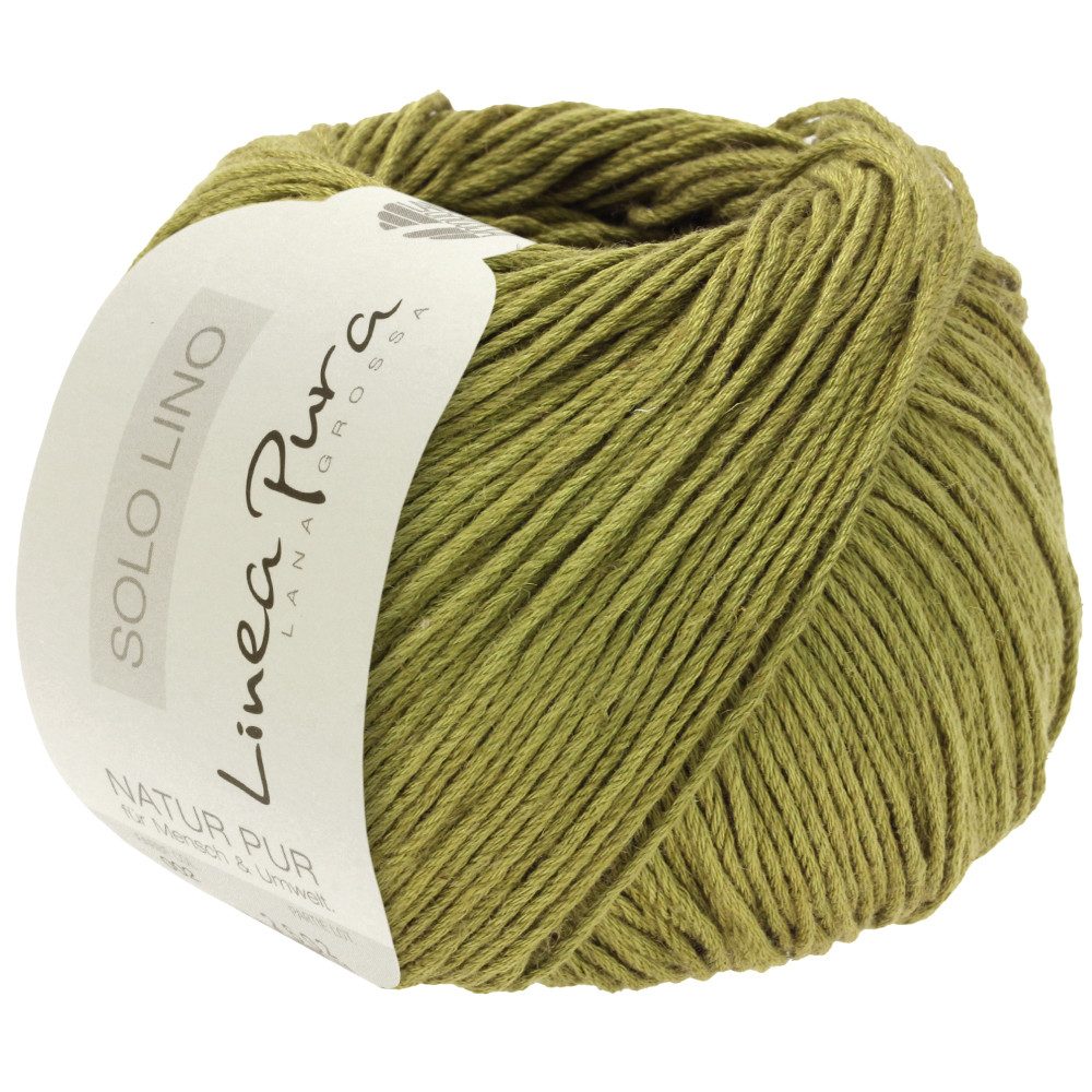 LANA GROSSA SOLO LINO Linea Pura Häkelwolle, 120 m (Leinengarn aus 80 Prozent recycelten Fasern), 50 g