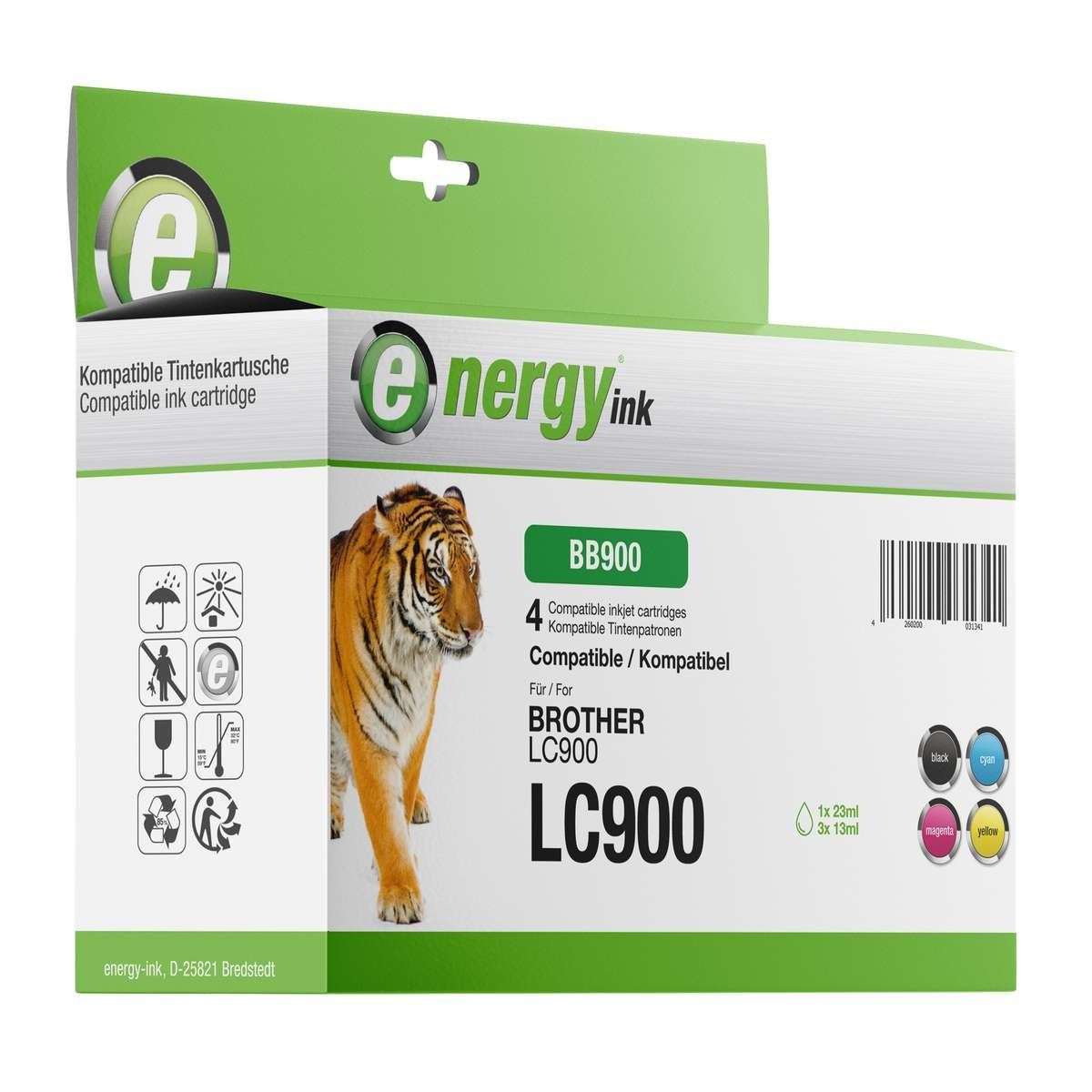 Energy-ink Multipack BB900 ersetzt Brother Patronen LC-900 bk/c/m/y Tintenpatrone (kompatibel, mehrfarbig)