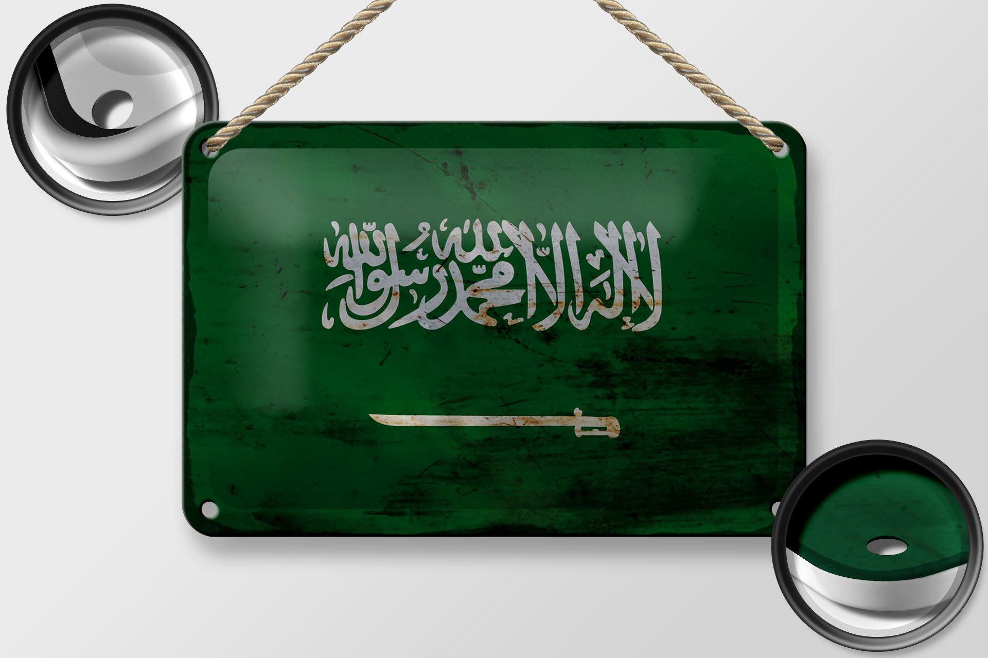 Femer GmbH Metallschild Flagge Saudi-Arabien 18x12cm Saudi Arabia Rost, (1 St), gewölbte Oberfläche, abgerundete Ecken, umgeschlagene Kanten