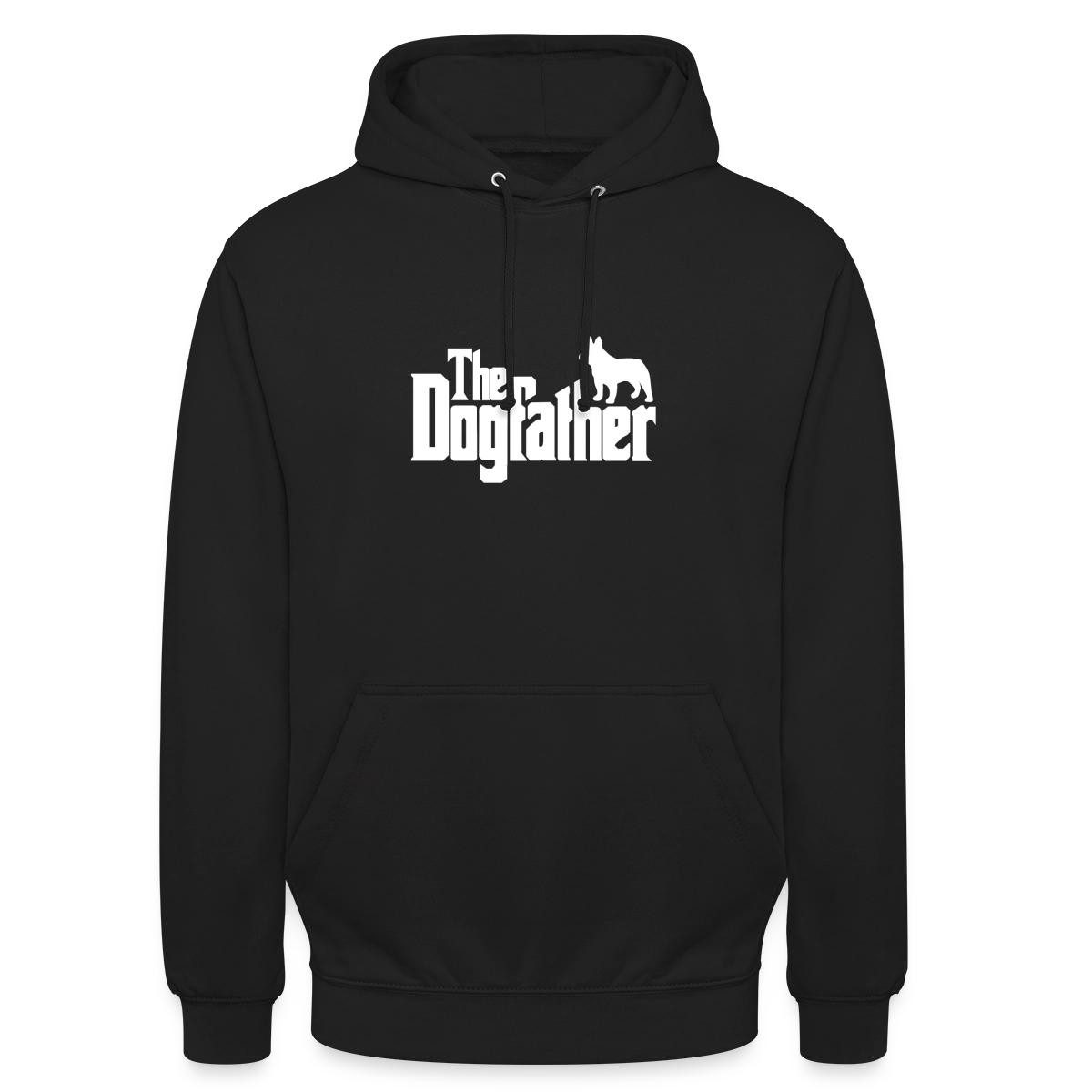 Spreadshirt Hoodie The Dogfather, French Bulldog Unisex Hoodie (1-tlg) Unisex-Schnitt: Sitzt bei Männern körpernah, bei Frauen weit