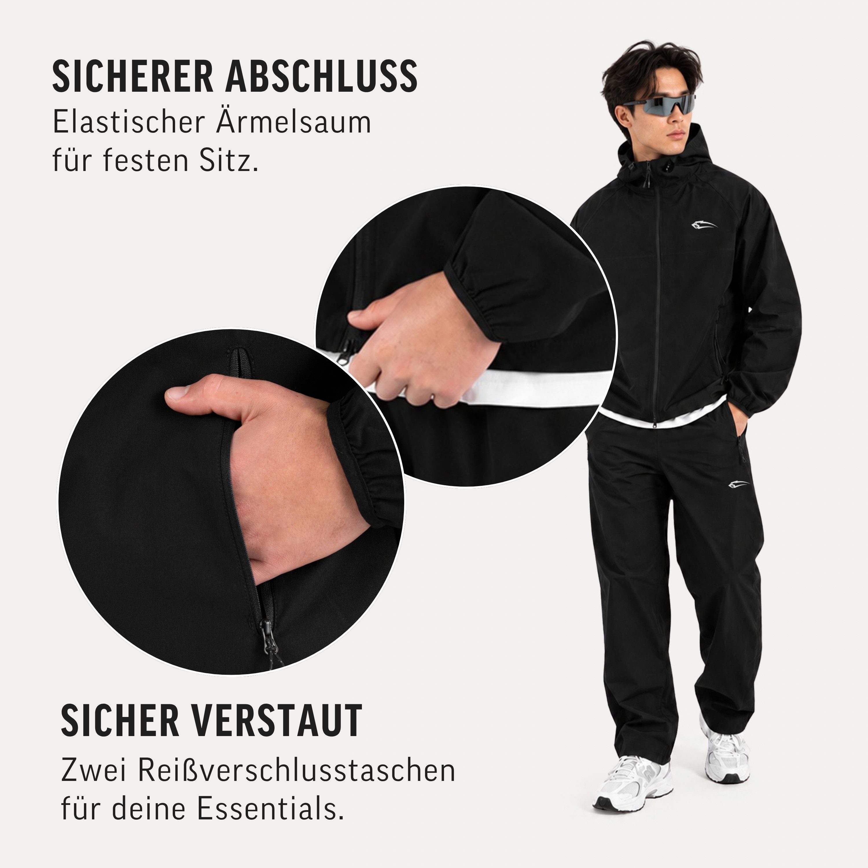 Smilodox Outdoorjacke Kynaro Sportjacke Loose Fit, Tracksuit Jacke für Gym & Freizeit verstellbare Kapuze, Kordelzug, Reißverschlusstaschen – Bild 5 von 5