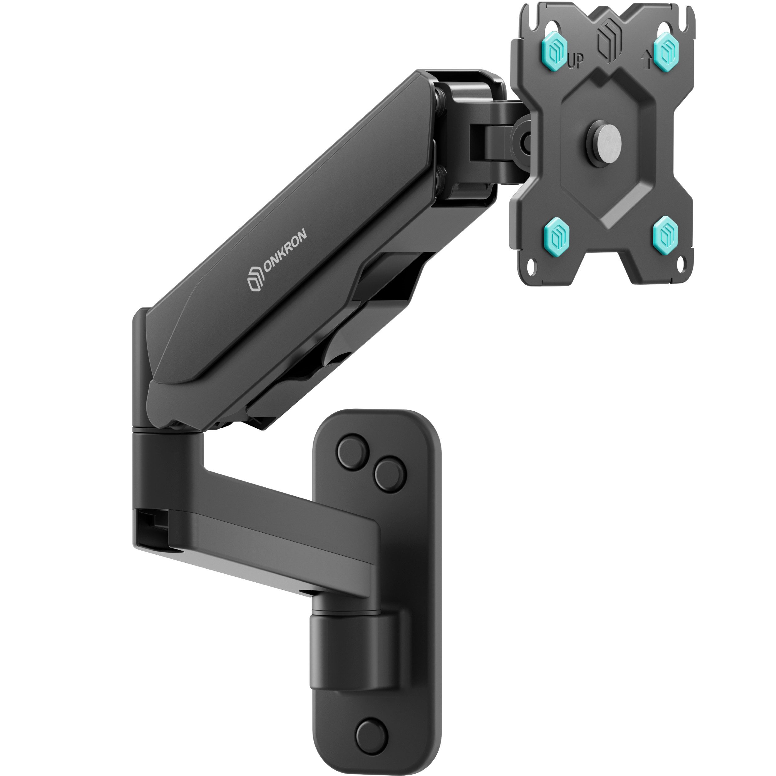 ONKRON Monitor-Halterung 13-34 Zoll, bis 8 kg, VESA 75x75-100x100, G150-B, (bis 34,00 Zoll, Monitor Wandhalterung, 1-tlg., Monitor Wandhalterung, neigbar, schwenkbar, drehbar, Gasdruckfeder, Kabelmanagement)