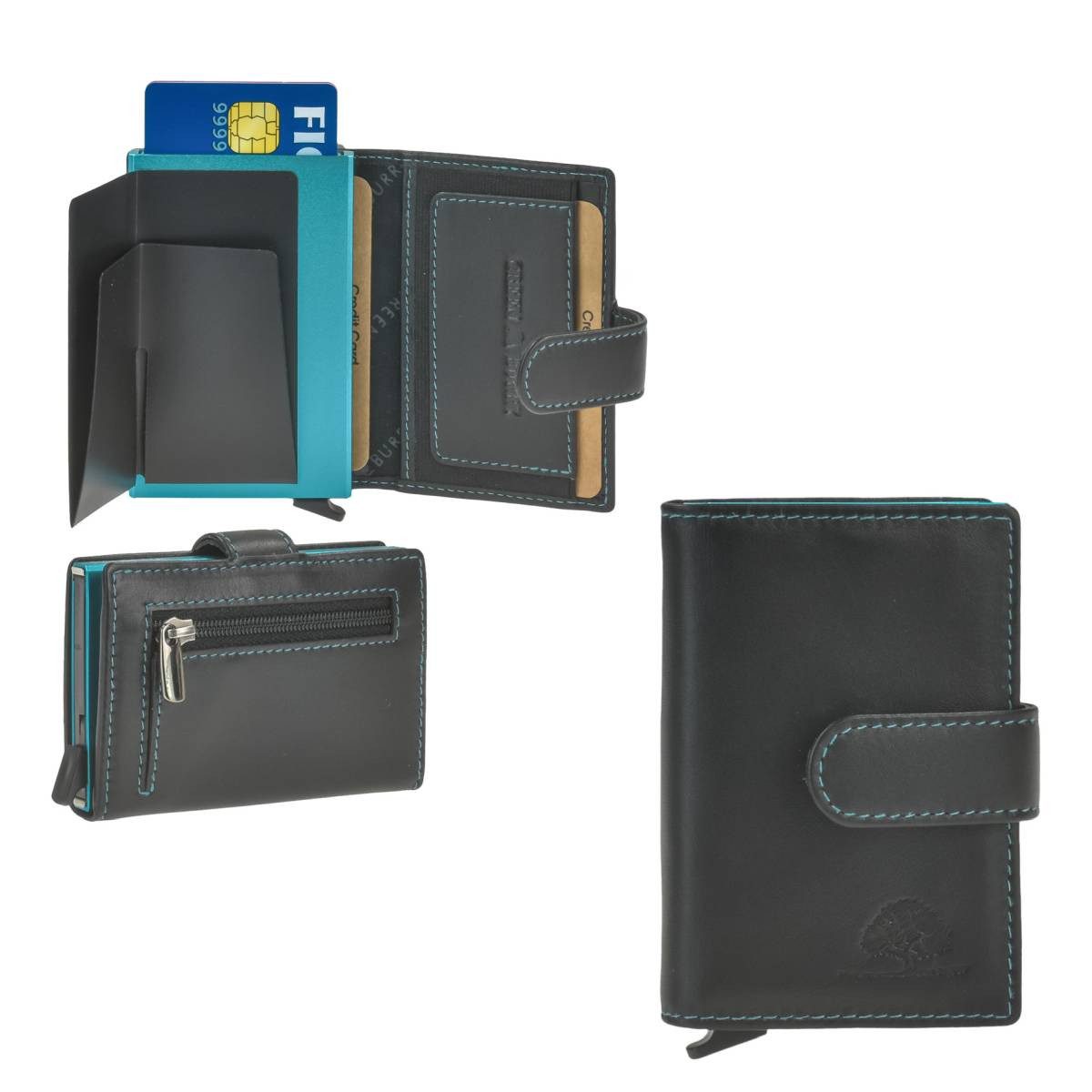 Greenburry Geldbörse "Royal Nappa" Kartenetui RFID Portemonnaie Mini Geldbörse Slim, Kartenbörse mit Münzfach, Card-Slider, Kartenetui mit RFID Schutz